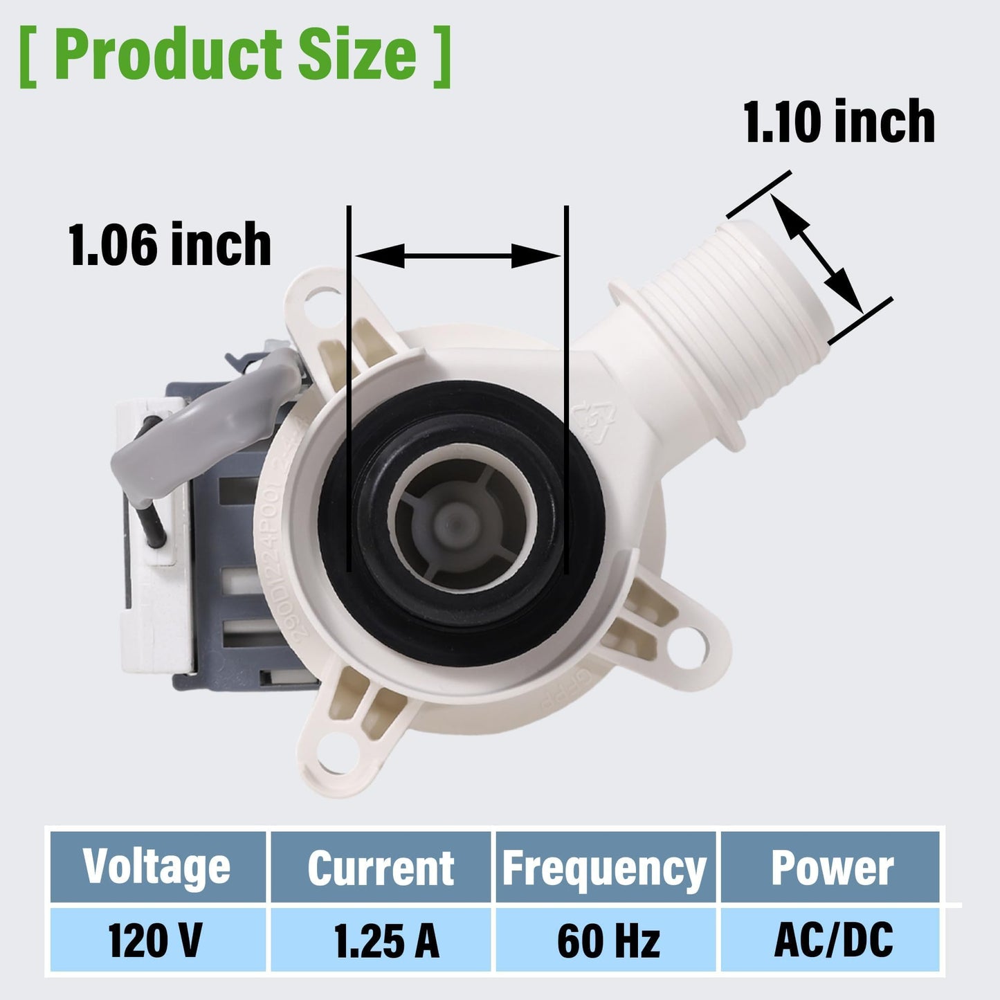 GTW335ASN2WW GTW330ASK3WW GTW335ASN1WW Washer Drain Pump by Semzohc - Compatible with G.E Hot-point Washers GTW465ASN2WW GTW460ASJ8WW GTW680BSJ6WS HTW200ASK1WW PTW600BSR1WS
