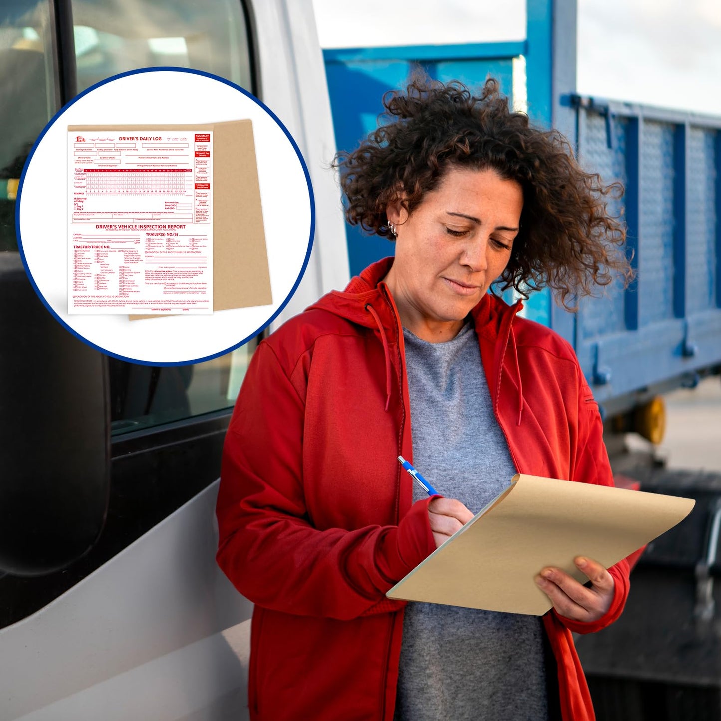 5 Pcs 8.5x11inch 2-in-1 Driver Log Books for Truckers Dot Log Book Driver Vehicle Inspection Report Log Books with Detail Backup Truck Inspection Forms 2-Ply Carbonless for Drivers （Large Size)