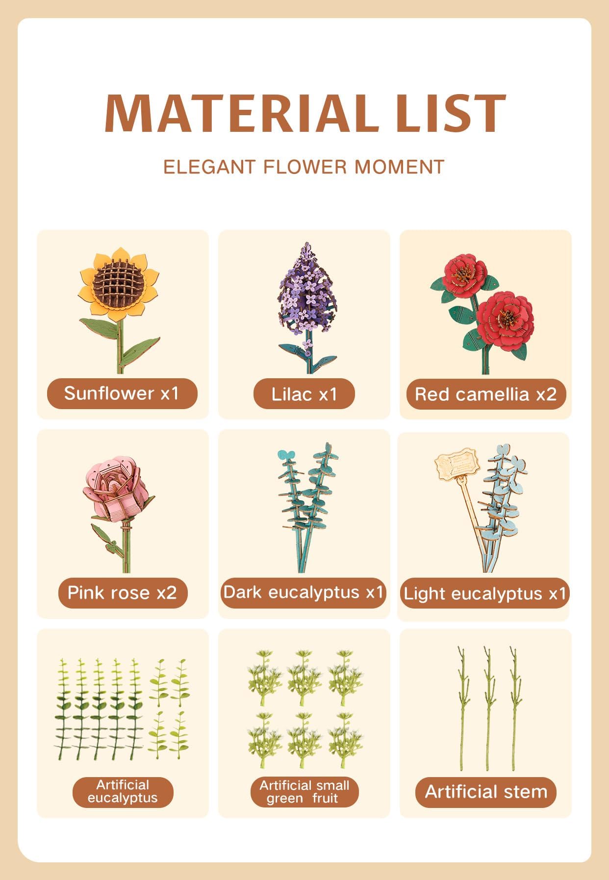 rowood 3D Puzzles for Adults,Mother's Day Wooden Flower Bouquet Building Set,DIY Artifical Flowers Botanical Collection,Adult Craft Kit as Christmas Birthday Valentine Gift-Wooden Bloom Box