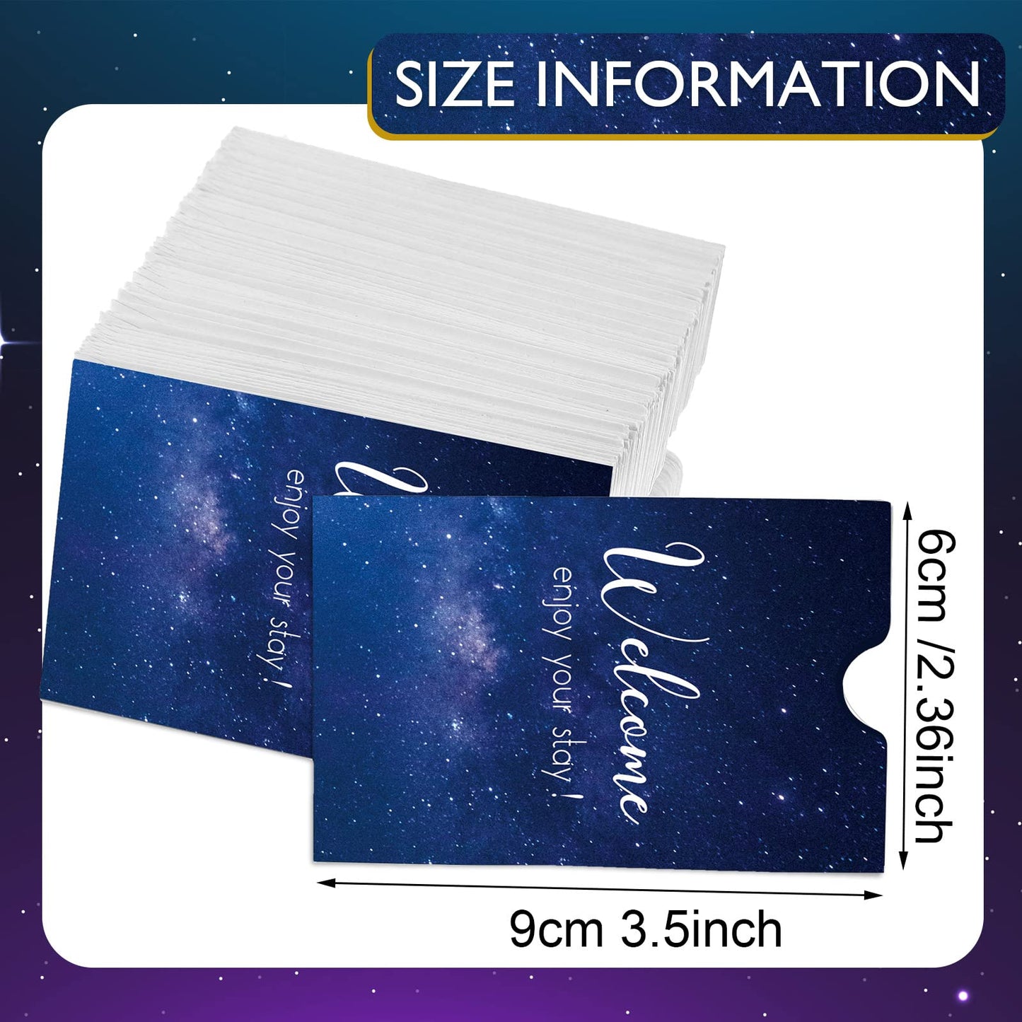 Outus 1000 Pcs Hotel Key Card Envelope Key Card Holder Sleeves Keycard Envelope Sleeve Enjoy Your Stay Keycard Cover for Hotel, 2.4 x 3.5 Inch (Galaxy Style)
