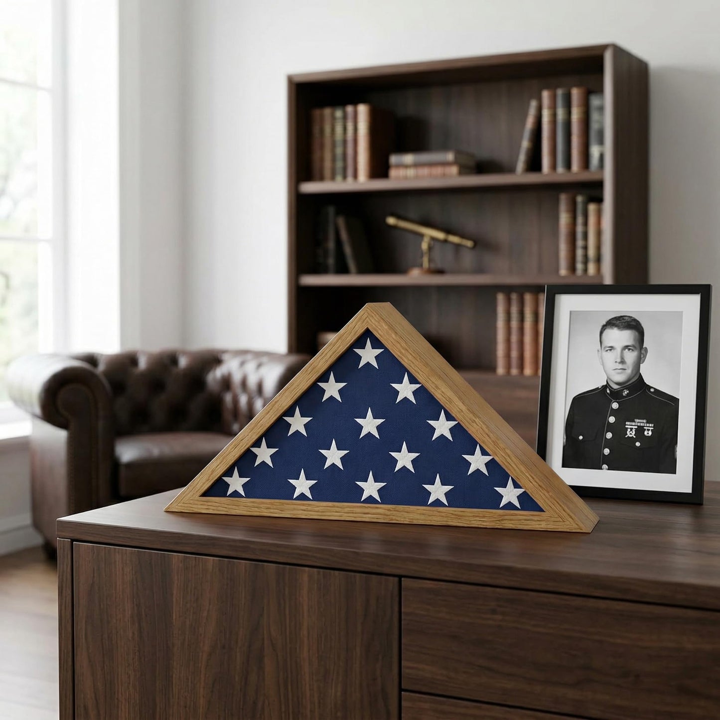 Americanflat Large Flag Display Case - Fits Folded 5x9.5' Burial Flags - Silhouette Collection - Display Box for Wall or Tabletop - Barn Wood