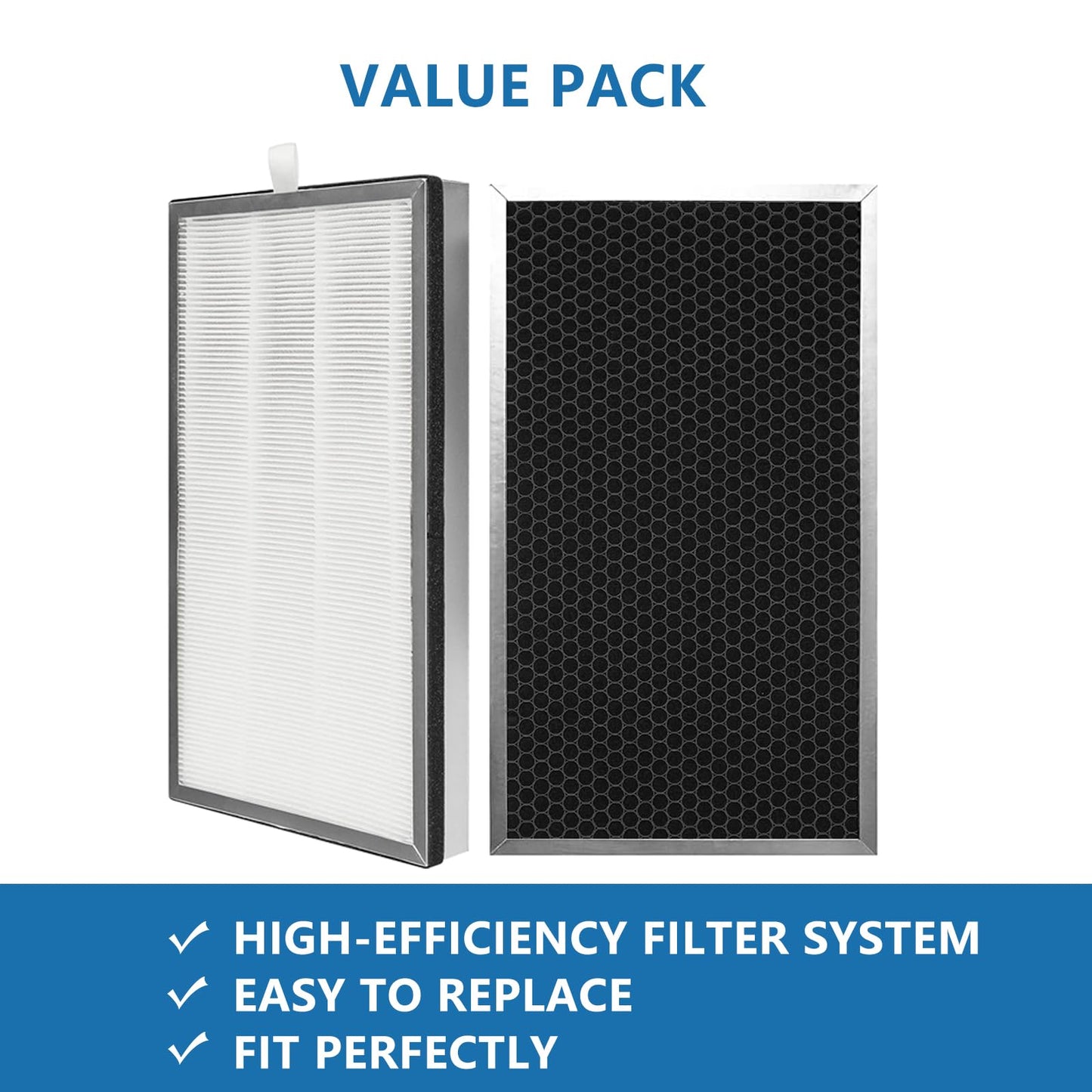 2 Pack MA Series 40 Replacement Filter Compatible with 40 40A/40B/40W Air Purifier, 3-in-1 True HEPA Filter, Activated Carbon F ilter And Pre-Filter