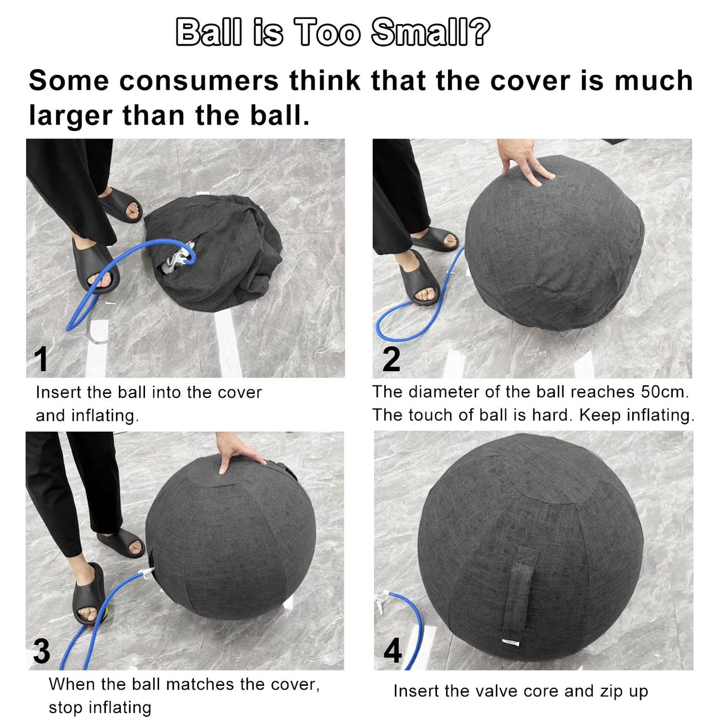 TokSay Exercise Ball Chair for Home Office - 25IN Yoga Ball with Leathaire Cover - Anti-Burst Stability Ball for Pregnancy, Balance & Active Sitting - Pump Included (Gray)