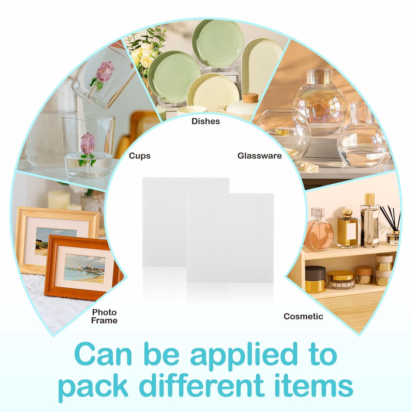 Dish Packing Supplies for Moving,320 Moving Supplies 4 Sizes (16 x 12", 12 x 12", 12 x 7.8", 7.8 x 7.8"),with 60 Fragile Stickers,High density thicker Cushion Foam for Plate Packing Shipping Storage.