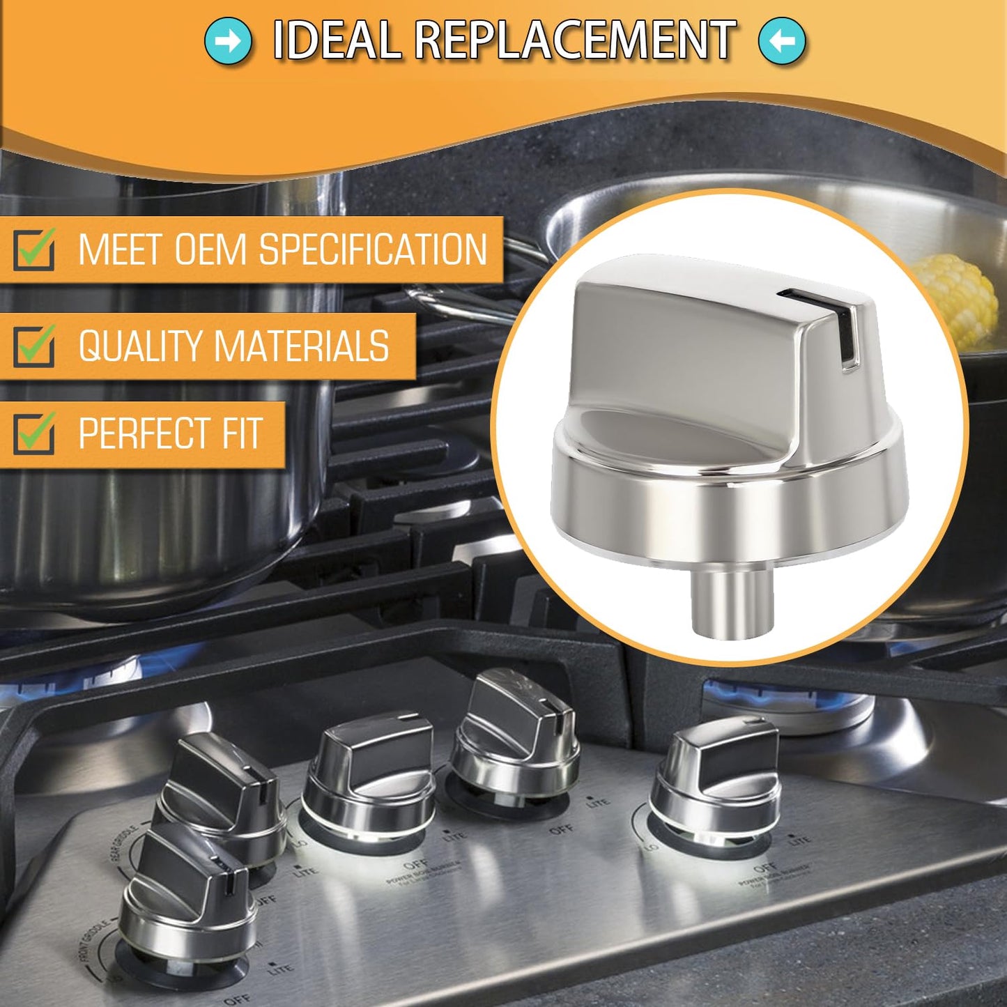 Upgraded WB03X29354 Gas Range Compatible with GE Profile Stove Knobs, Replacement for Part Number WB03X29354 AP6327766 4585908, Replaces PS12296156 EAP12296156, Fits Models PGP9030SL1SS PGP7030SL1SS