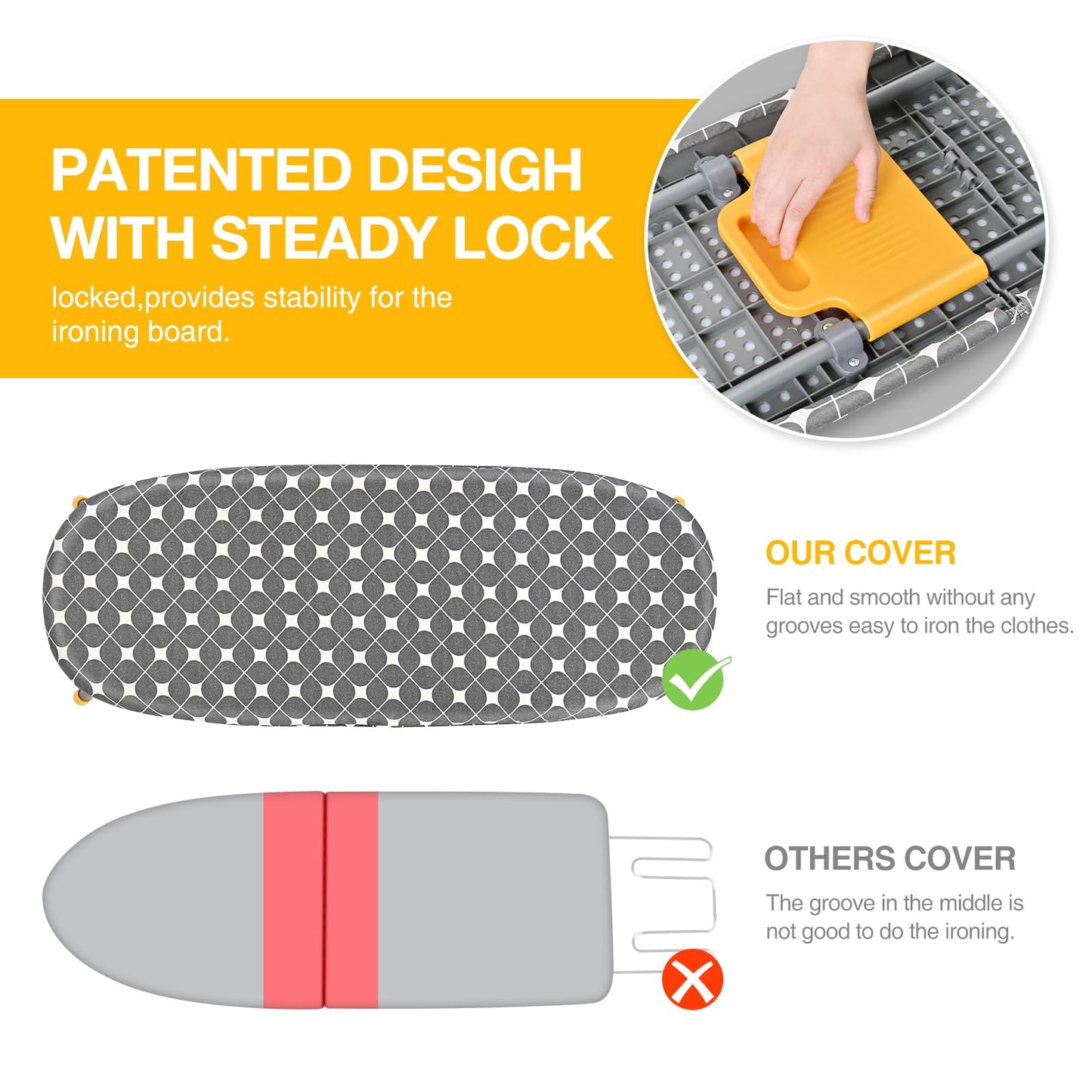 APEXCHASER Foldable Ironing Board, Tabletop Small Iron Board with Heat Resistant Covers, Portable Folding Mini Iron Table with Non-Slip Feet for Home, Laundry Rooms, Dorms, Travel Use, Gray