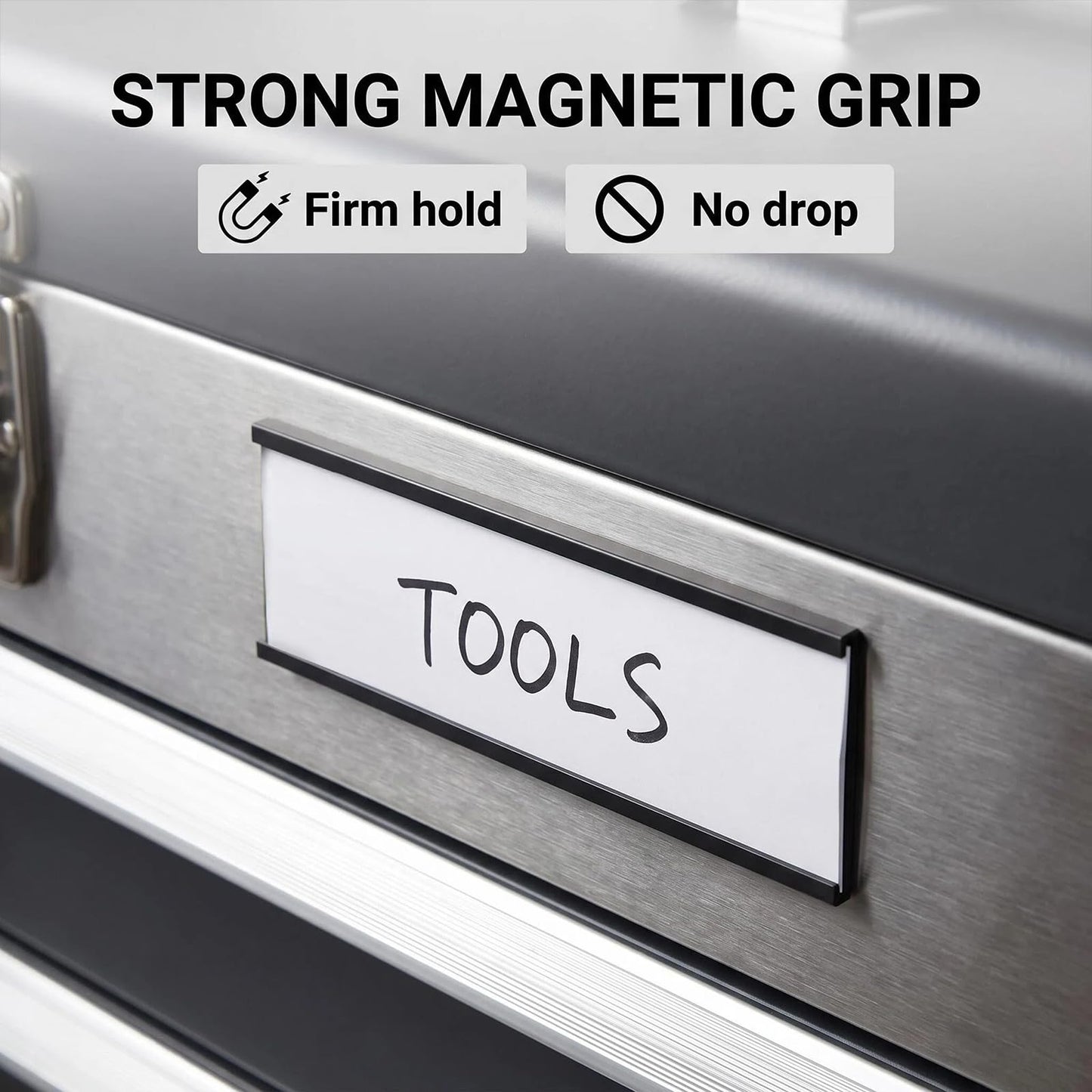 LLPT Magnetic Label Holder 5" x 3" 26 Packs C Channel White Paper Cards Protective Film Strong Removable for Shelf White Board Toolbox Metal Wall Cabinet Drawer(MH53026)