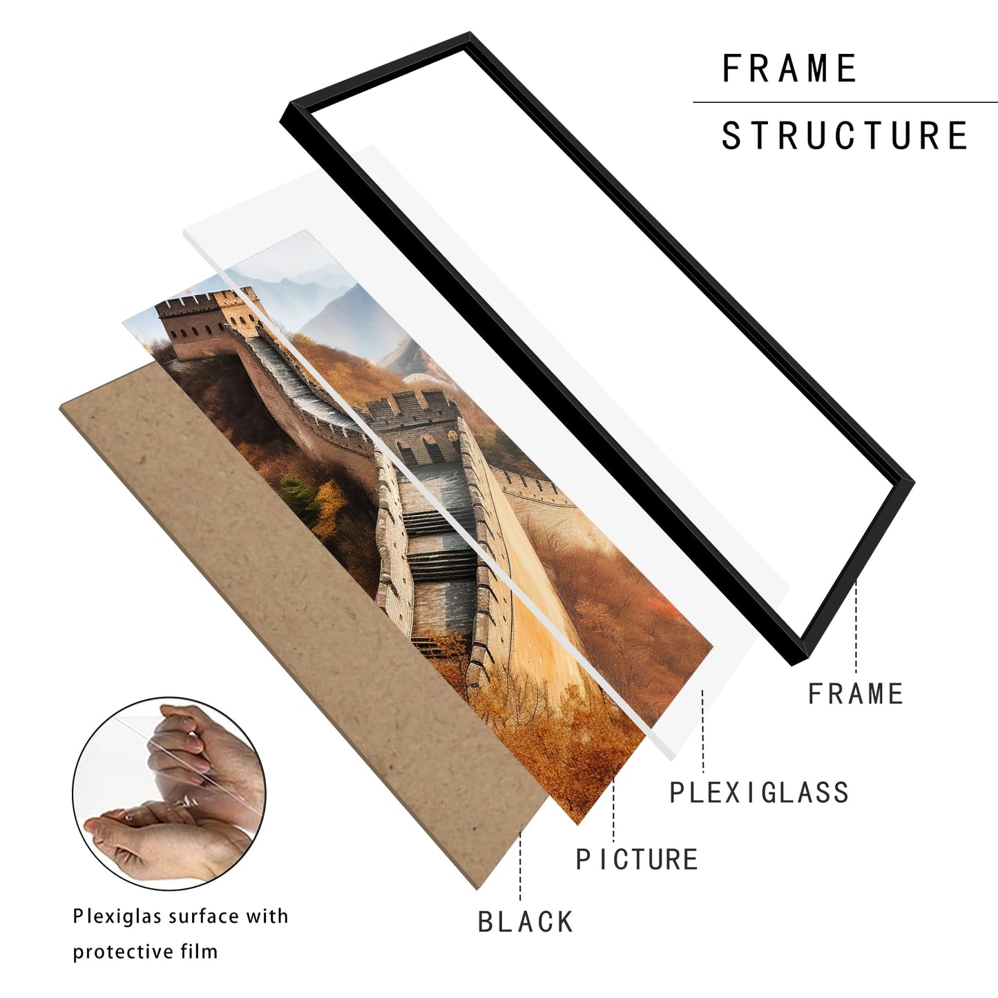 Picrit 14x36 Poster Frame, Photo Frame for Wall Mounting Display, Black