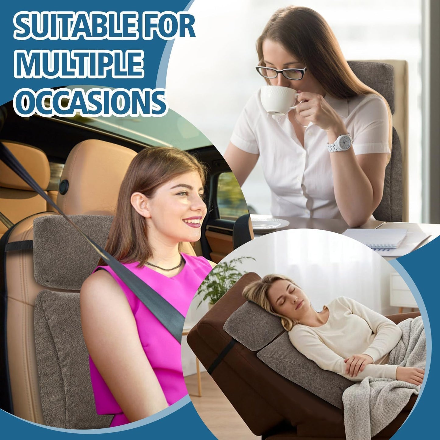 TANYOO Lumbar Support Pillow for Recliner Chair with Headrest, Dual-Layer Large Back Pillow for Deep Couch & Sofa, Memory Foam Lower Back Support Cushion Set for Sciatica Relief Brown