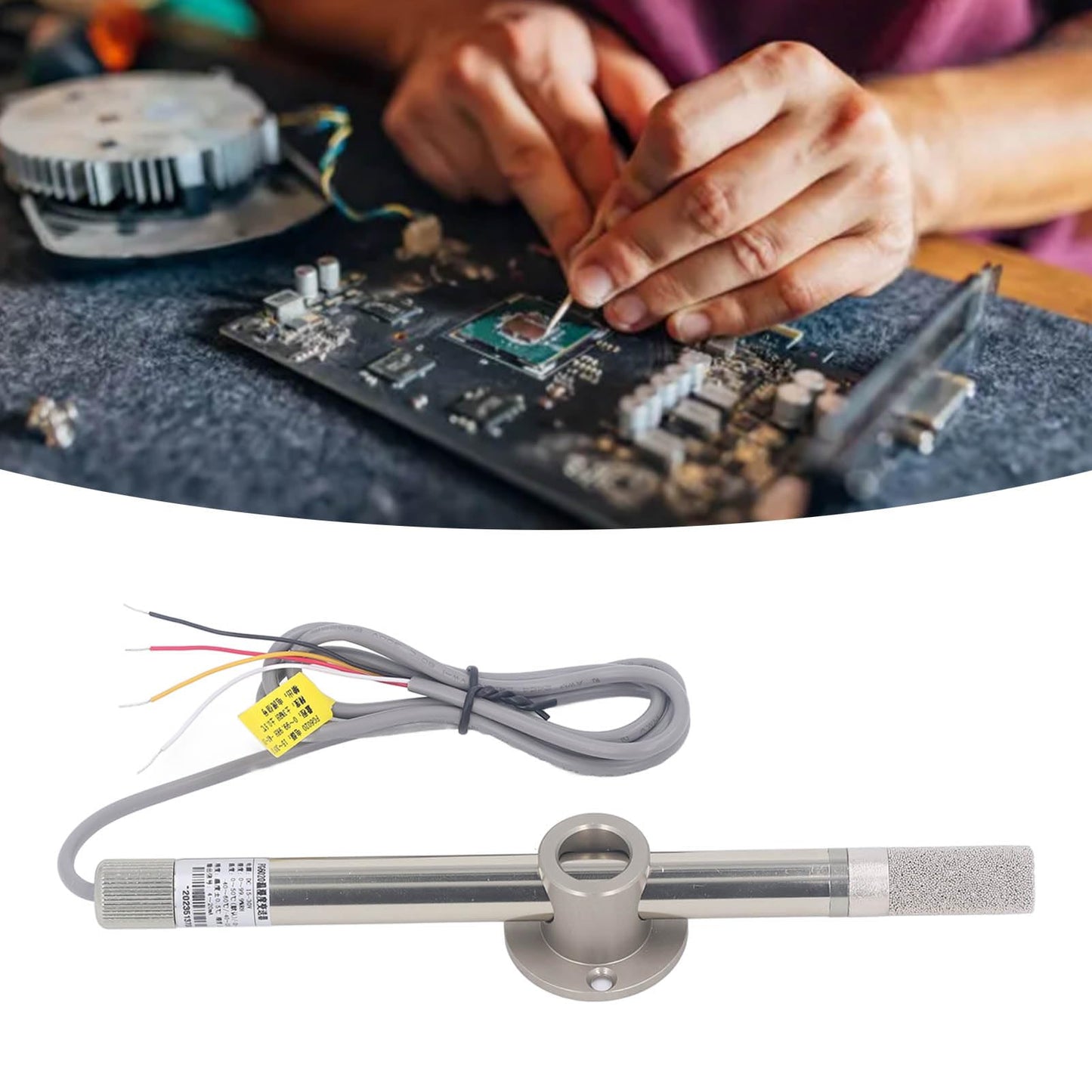 Temperature Humidity Sensor, 4‑20mA Output Temperature Humidity Transmitter Probe for Detection