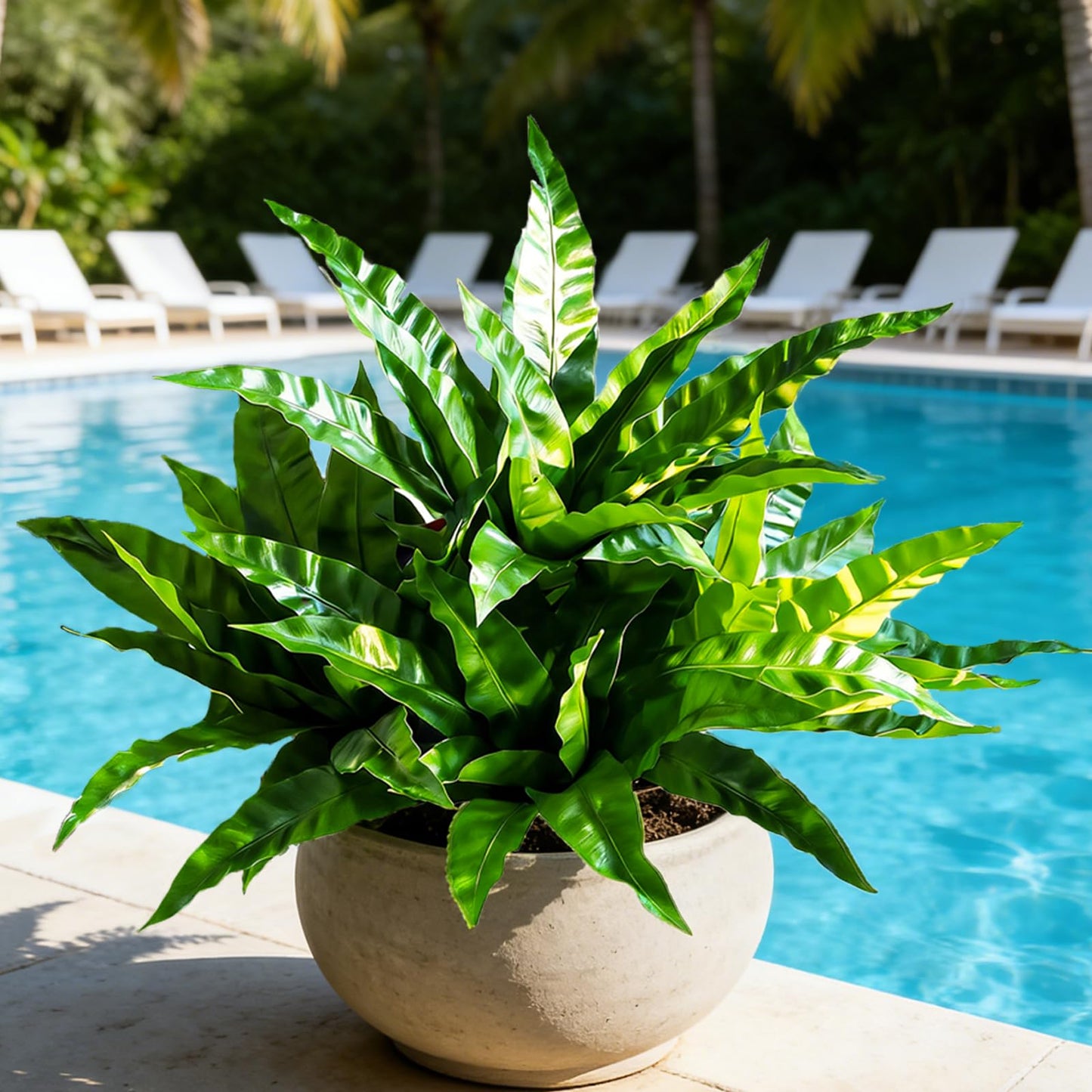 Cherica 8Pcs Fake Ferns,35in Outdoor Faux Plants UV Resistant,3D Real Touch Fake Plants Total 120 Blades,Weatherproof Artificial Plants Outdoor Indoor for Garden Porch Home Office Living Room Decor