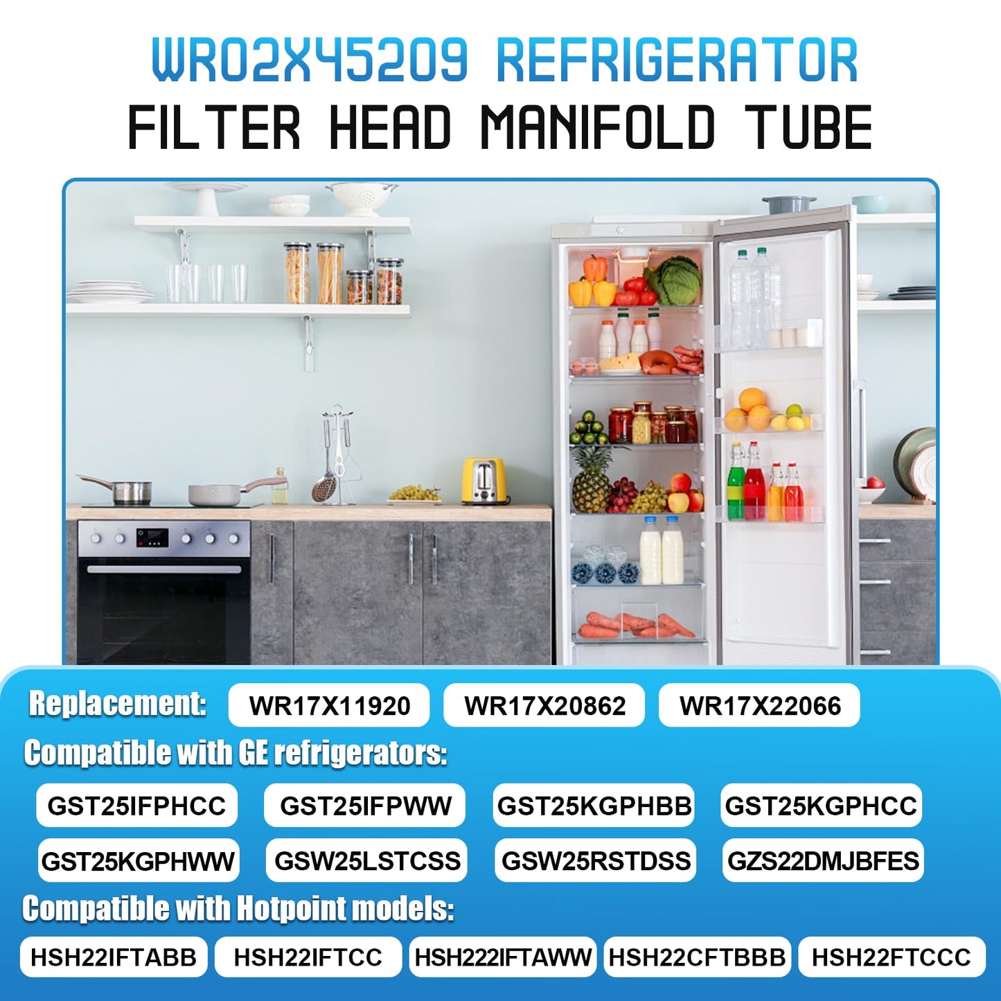WR02X45209 Refrigerator Filter Head Manifold Tube Compatible with GE Hotpoint Refrigerators Replaces WR17X22066, WR17X11920, WR17X20862