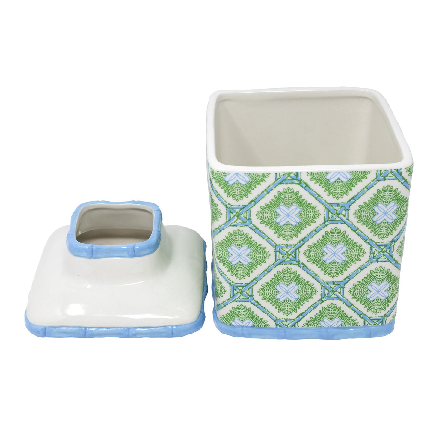 Lilly Pulitzer Ceramic, Square, Tissue-Box Cover, Tissue Holder for Home Decor (Bamboo Logo Trellis)