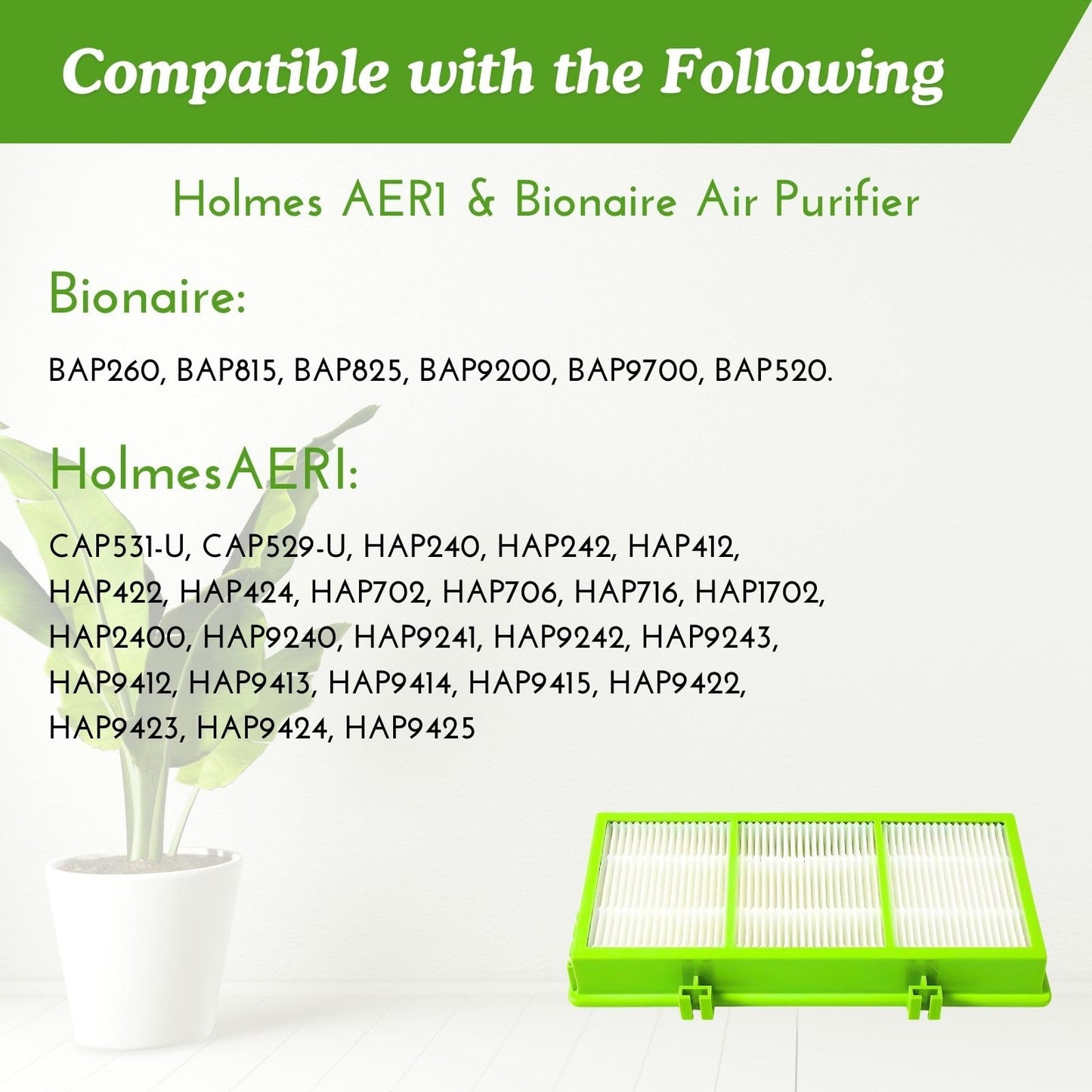 Nispira AER1 HAPF300AHD Allergan Remover Filter Replacement for Holmes Air Purifier HAPF30AT HAP242-NUC HAPF300AH-U4 HAPF300AHD-U4R True HEPA. 6 Packs