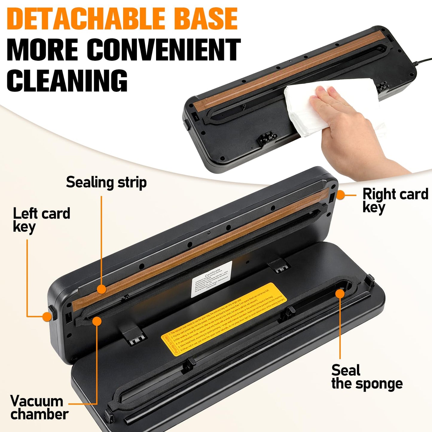 Vacuum Sealer Machine for Food with Built-in Cutter, 6-in-1 One-Touch Automatic Food Vacuum Sealer, Dry & Wet Modes, Digital Timer, Compact Food Saver Vacuum Sealer with 30 Bags Grey