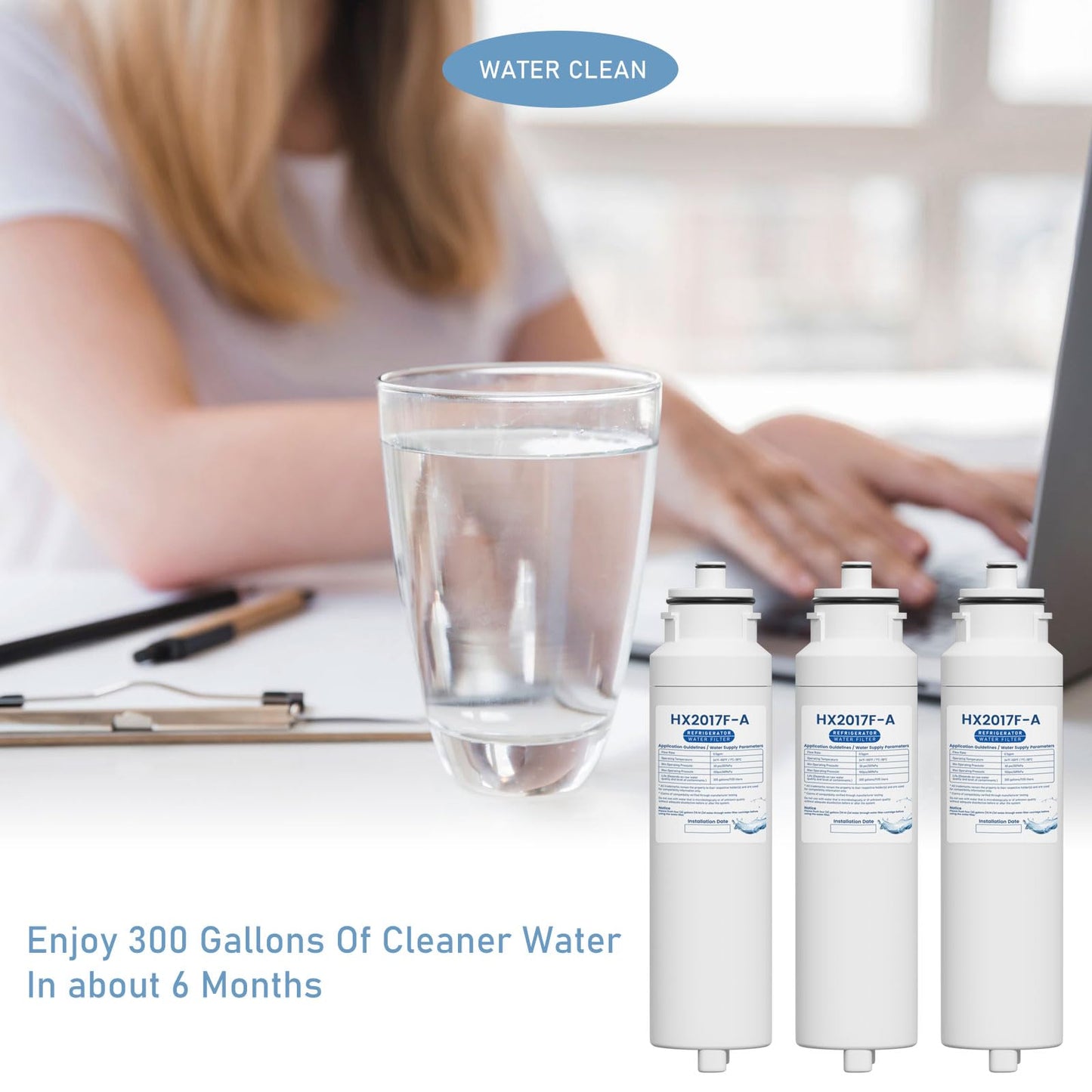 HX2017FR-A Water Filter Cartridge Compatible with Hisense HRF266N6CSE1, HRF266N6CSE, HRF209N6CSE, HRF254N6TSE, HRF254N6DSE Twist-In Models, 3 Packs