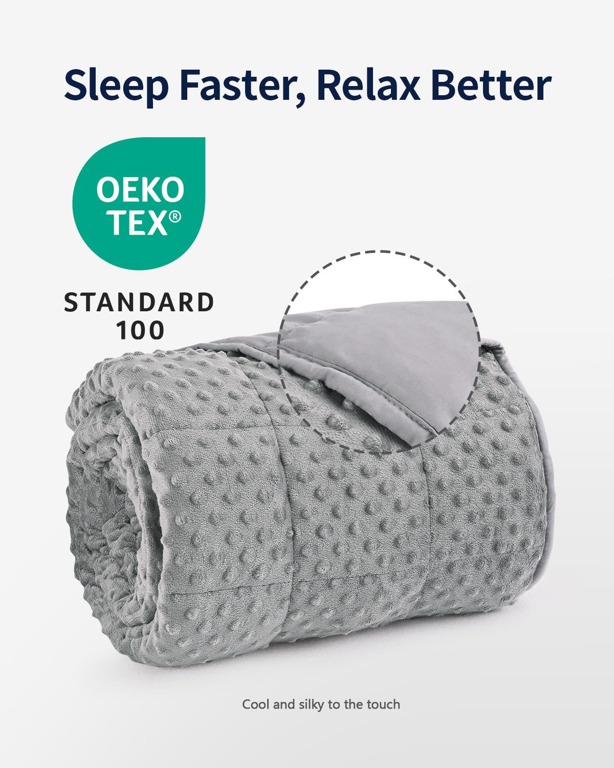 Mr. Sandman Weighted Blanket for Adults, Minky Dots Heavy Blanket for Woman, Man Sleeping and Calm, Soft and Cozy Cooling Weighted Throw Blankets, Machine Washable, 48 x 72in, 15 lbs, Grey