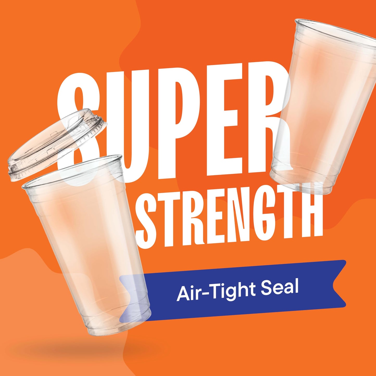 24 oz Clear Plastic Cups with Strawless Sip-Lids [50 Sets] PET Crystal Clear Disposable 16oz Plastic Cups with Lids - Crystal Clear, Durable Cup - BPA Free + Crack Resistant, for Coffee, Juice, Shakes