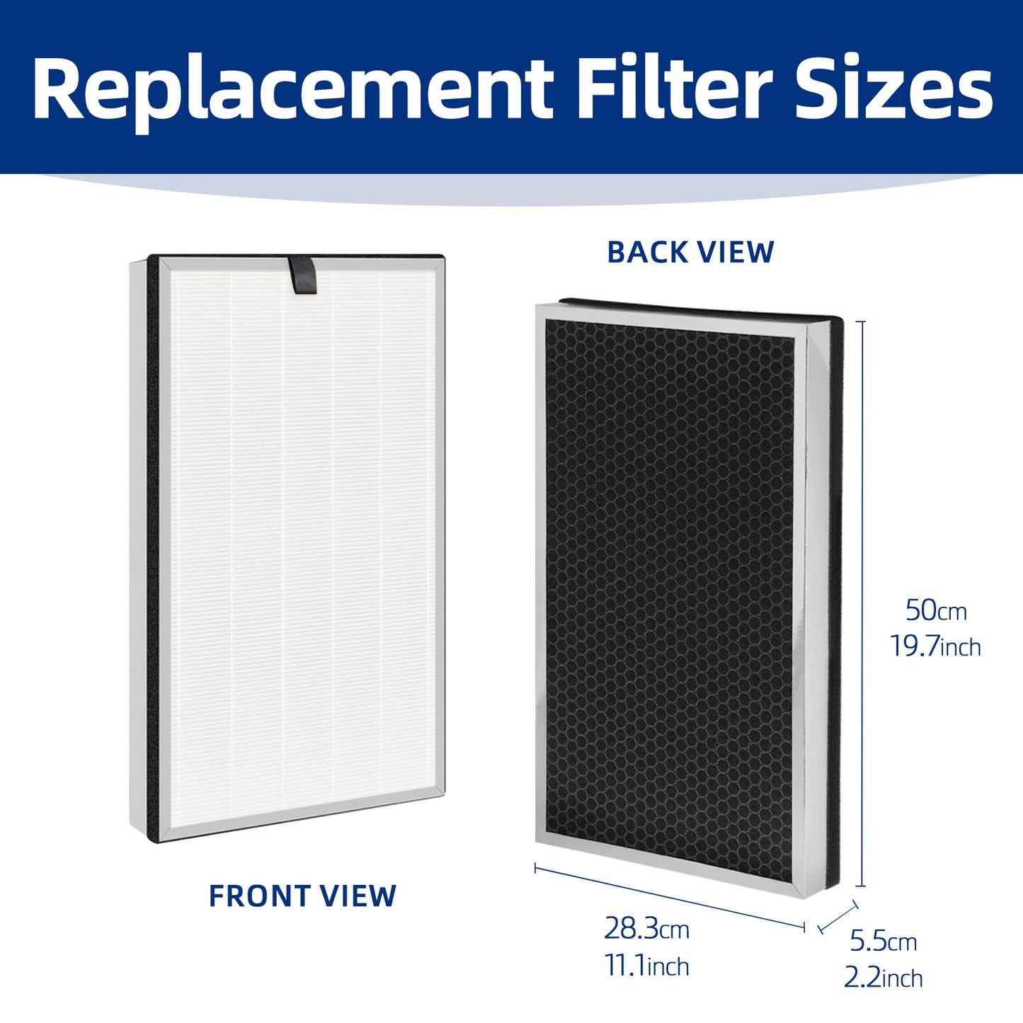112 Air Purifier Replacement Filter: Compatible with MA Series 112 Air Purifier V2.0, 3 in 1 Pre-filter, Pleated Filter and Activated Carbon Filter, 2 Pack