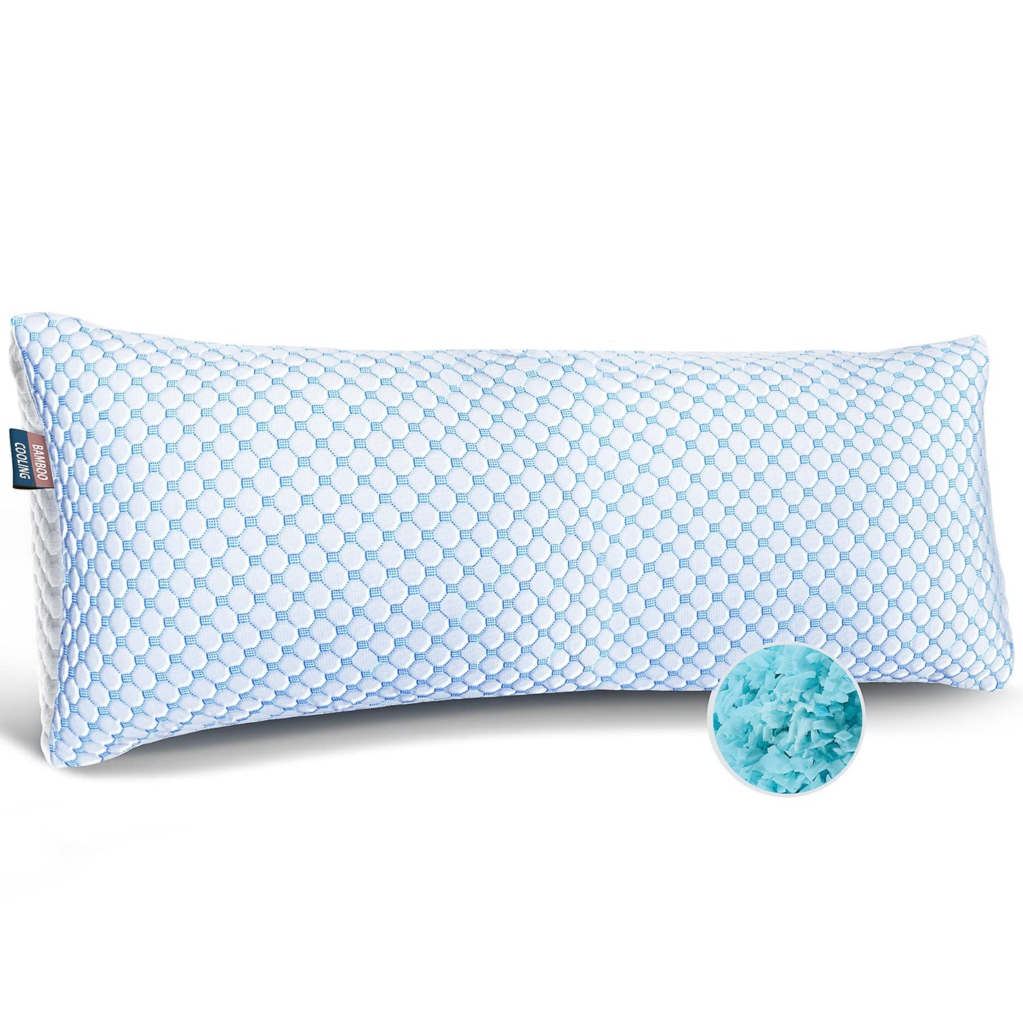 Nestl Cooling Body Pillow for Sleeping 1 Pack, Luxury Shredded Memory Foam Body Pillows, Adjustable Cold Gel Pillows for Hot Sleepers, Supportive Long Pillow for Bed Side Back Stomach Sleepers