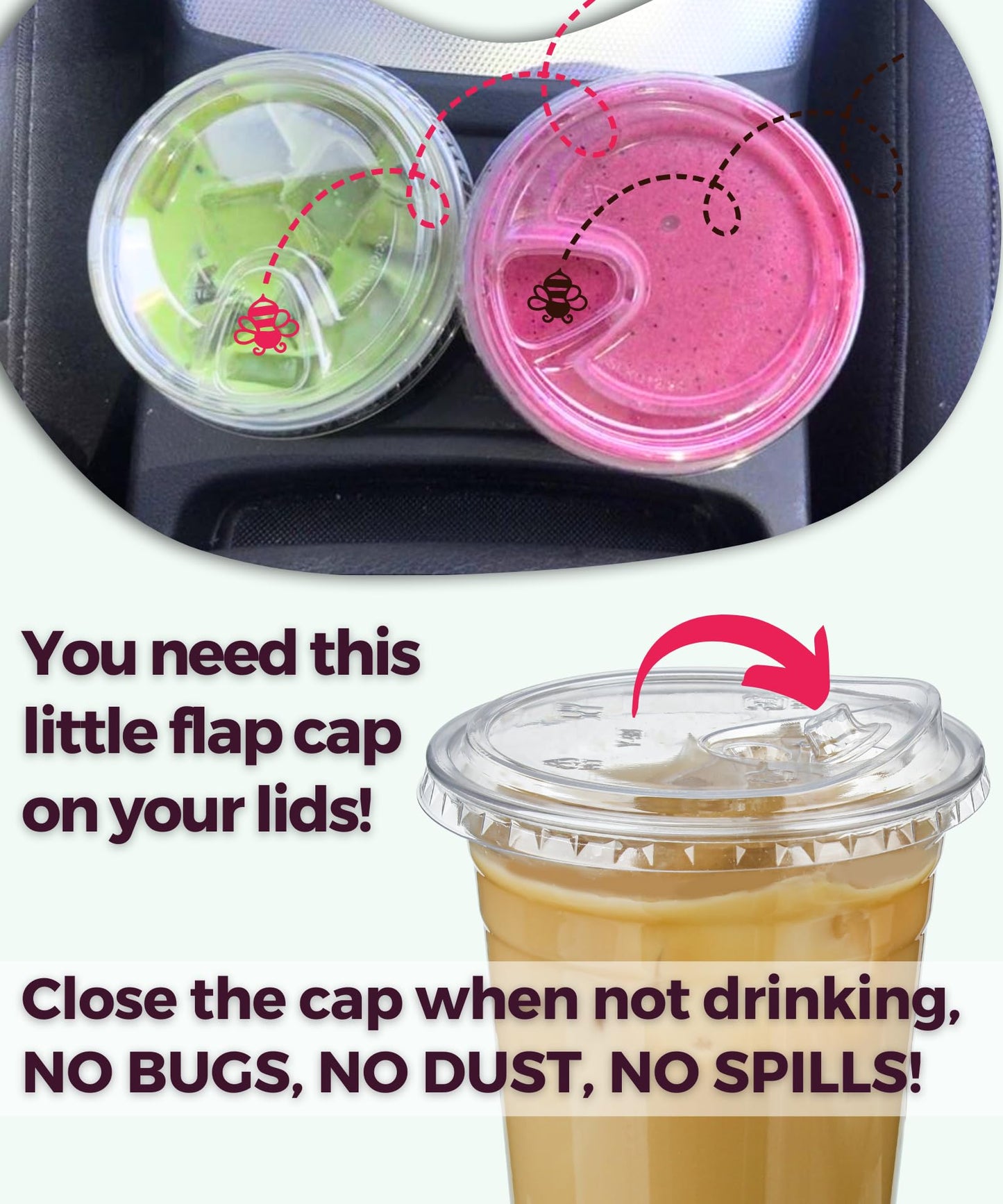 100 Pack 32 oz Clear Plastic Cups with Strawless-Sip-Lids, Disposable Cups Plastic Iced Coffee Cups, To Go Cups with Sip Through Lids for Smoothie, Milkshake, Cold Drinks for Party, Wedding, Event