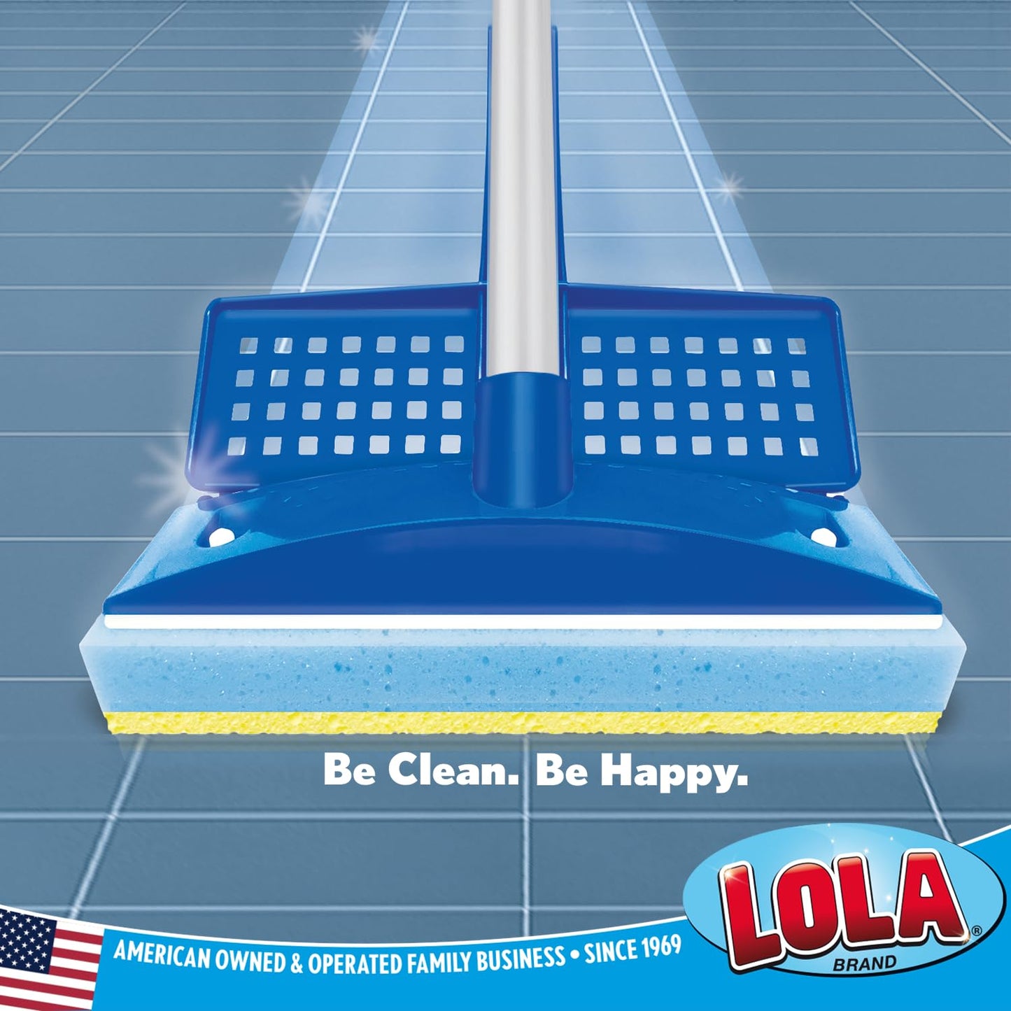 LOLA Squeeze Sponge Mop w/ Poly Foam & a Natural Cellulose Layer & 3 Replacement Heads / Refill Bundle, Absorbs & Wicks Moisture, Floor Cleaner