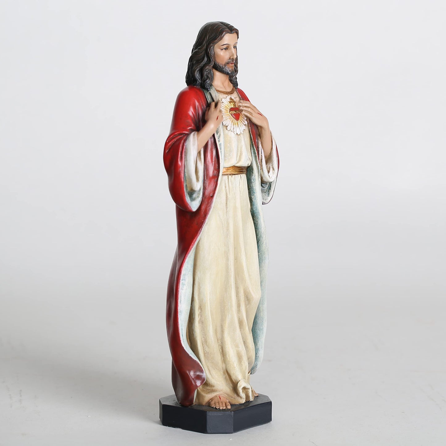 BC Catholic Sacred Heart of Jesus Statue, 10" H Jesus Christ Figure, Religious Catholic Gifts, Inspirational Indoor Home Decor, Hand Painted by Buildclassic