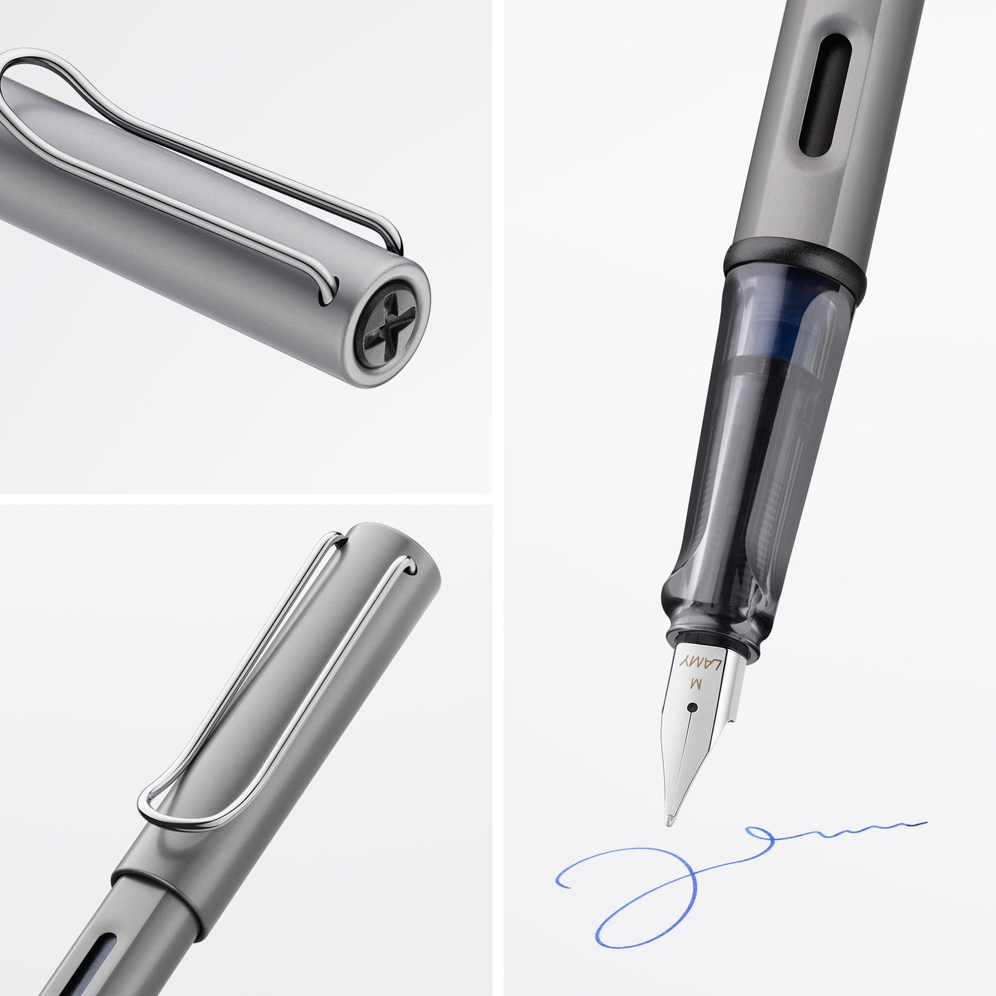 LAMY AL-star graphite - Fountain Pen with ergonomic grip & polished steel nib in size M - lightweight aluminum body - including LAMY T 10 blue cartridge - Right-Handed