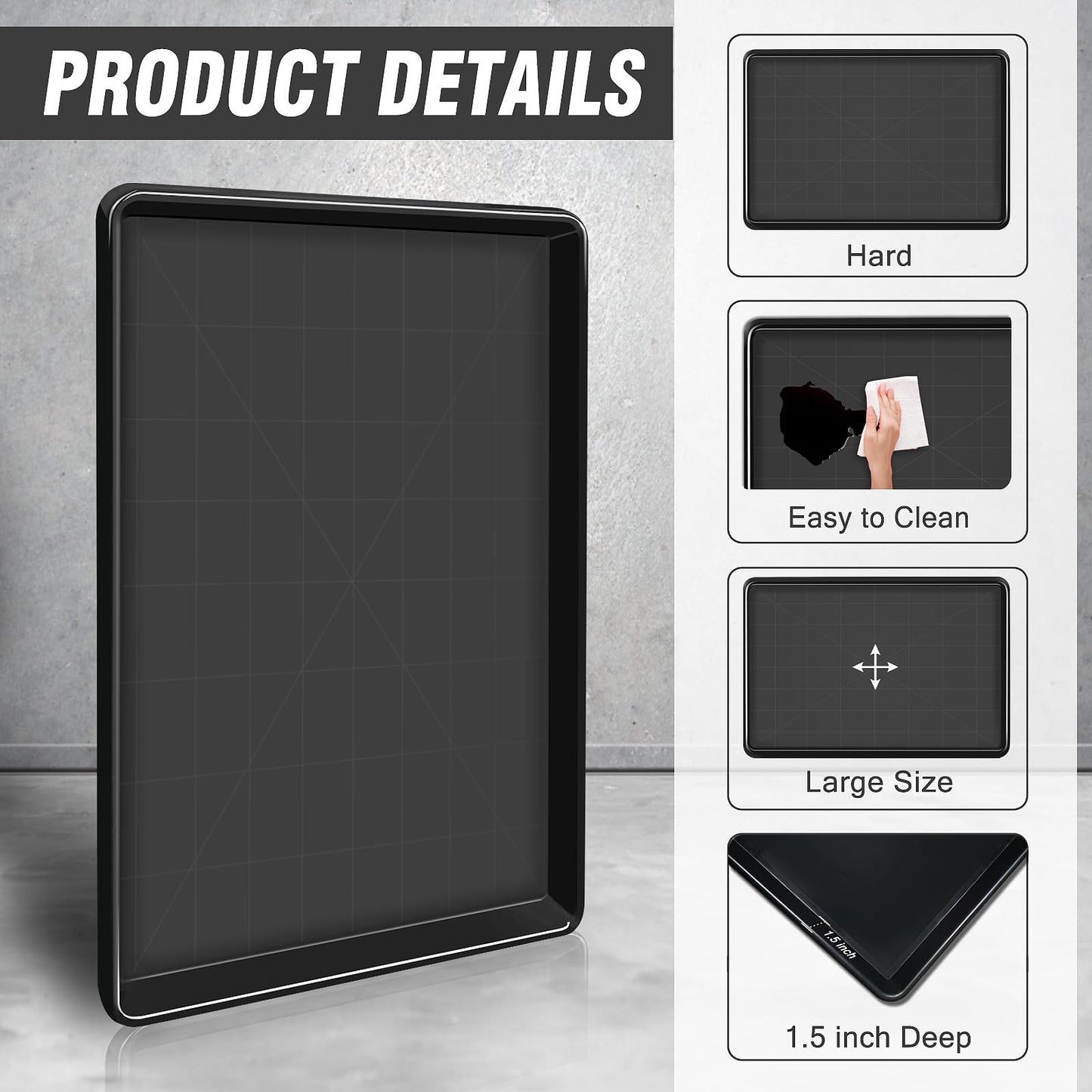 DJZZ 3 Pcs Extra Large Oil Drip Pan 35.4 x 24 x1.5 Inches Under Car Plastic Auto Oil Drip Tray Car Oil Catch Pan Replacement Tray for Garage Floor