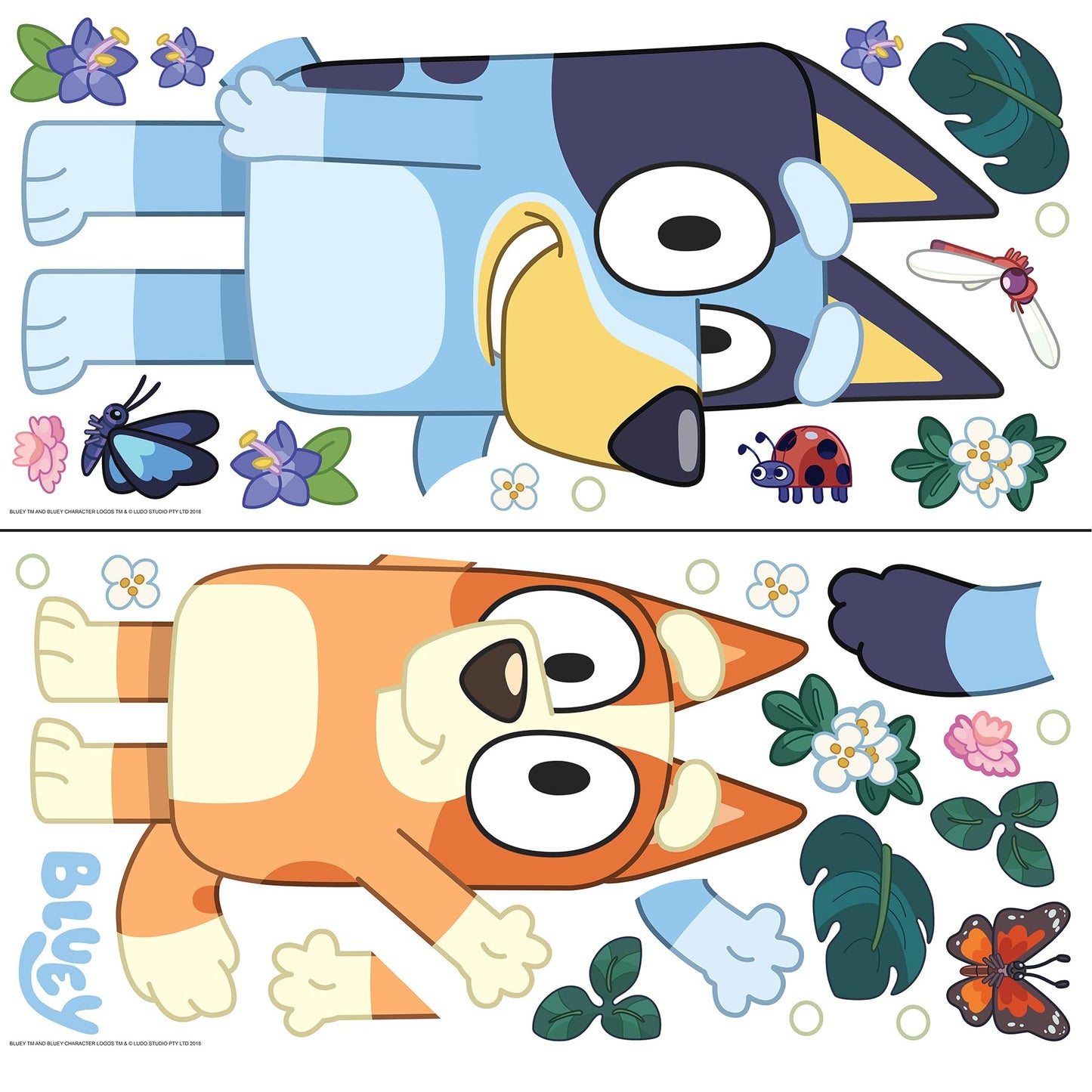 RoomMates Bluey and Bingo Character Blue Peel and Stick Wall Decals, RMDM5560
