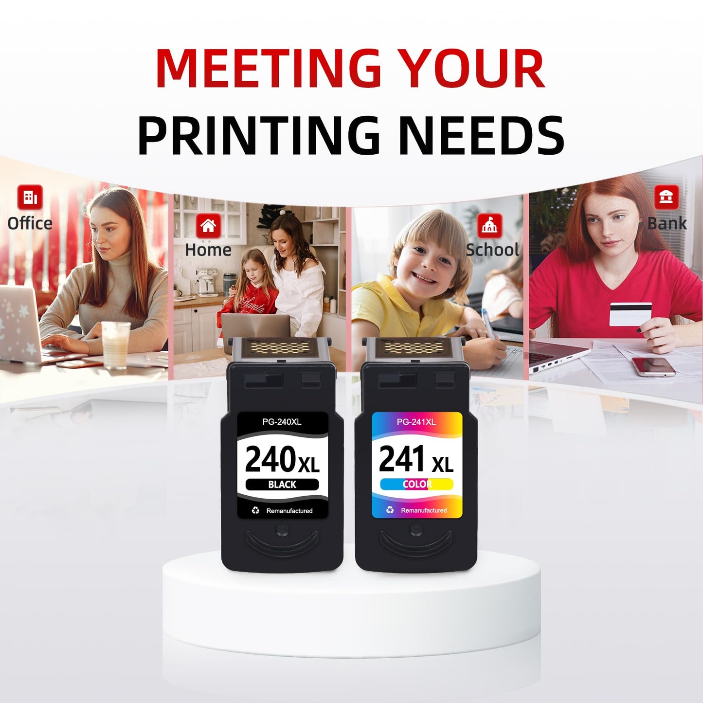 myCartridge PG240XL/CL241XL Combo Pack Remanufactured Replacement for Canon Ink 240 241 Combo Pack Compatible with Canon MG3620 Ink Cartridges for MG3600 TS5120 MG3520 MG2120 MX472 Printer, 2 Pack