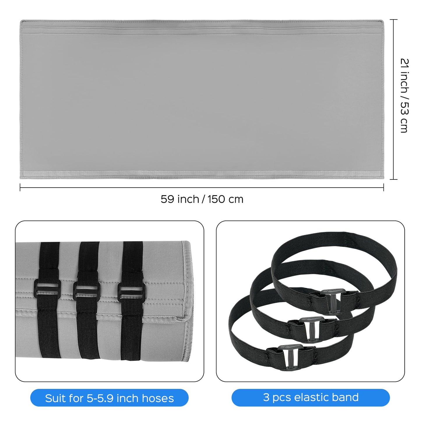 2 Pack Portable Air Conditioner Hose Cover Wrap, Insulated AC Exhaust Hose Sleeve Vent Hose Cover with 3*Adjustable Buckle Straps, AC Hose Cover Sleeve for 5" & 5.9" Diameter Exhaust Hoses