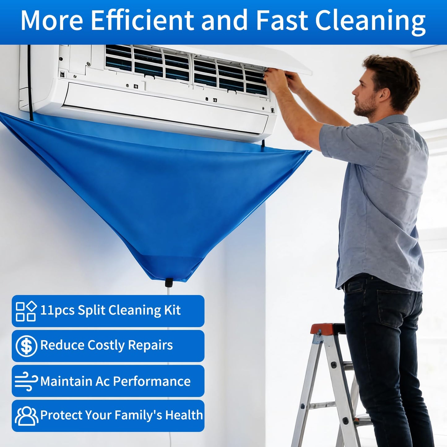 GXFEY Mini Split Cleaning Kit for Air Conditioner,Wall Mounted Air Conditioner Cleaning Tools Waterproof Cover (11pcs)