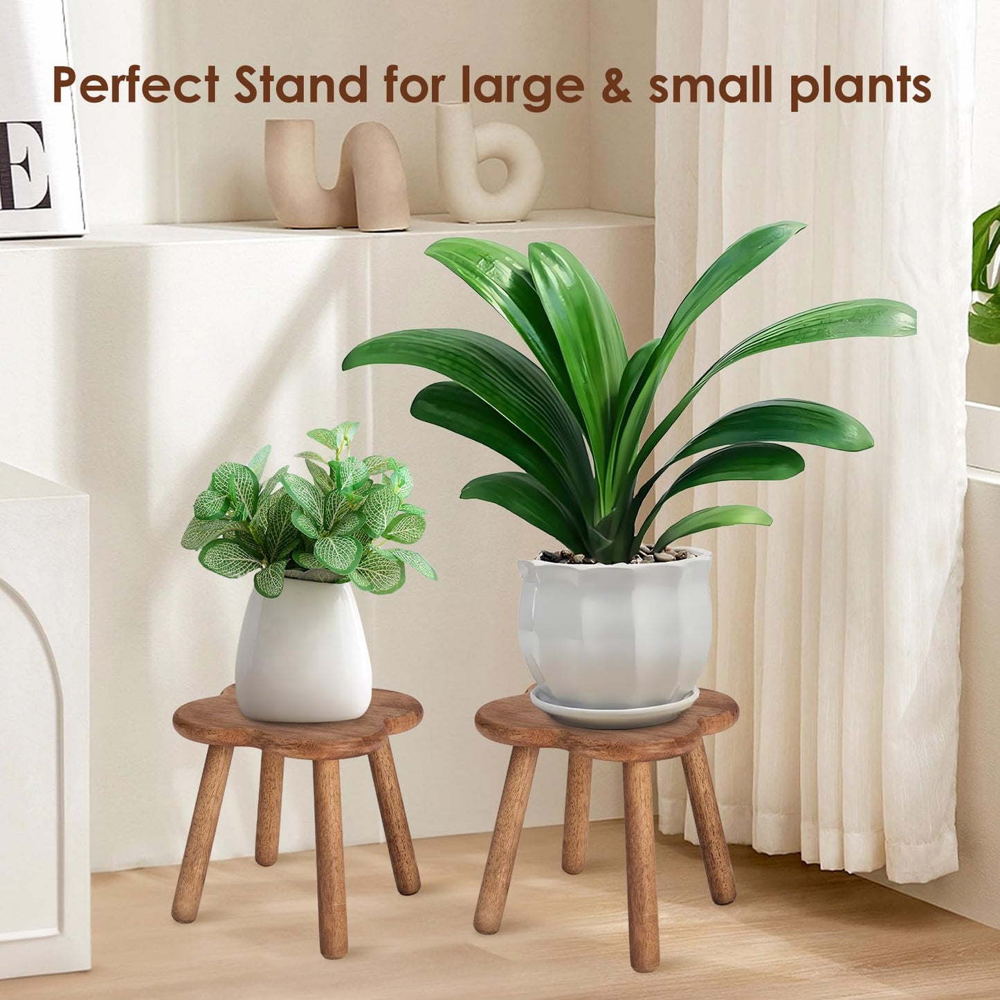 JUJIAFU 11.6inch Wooden Step Stool for Adults Small Wooden Stool Perfect Matched Sensory Table Great Assistant for Kitchen Bathroom Living Room Bedroom Garden (Full Body Natural Real Wood)