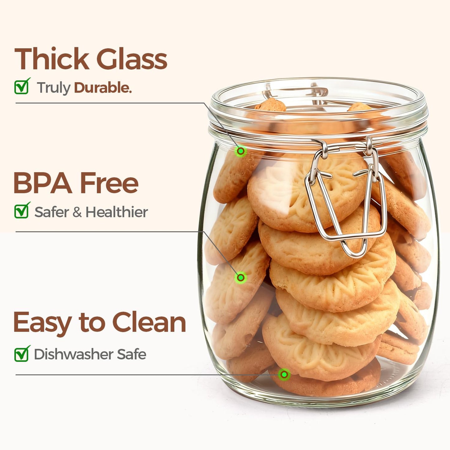 ComSaf 6-Pack 25oz Round Glass Mason Jars with Lids, Airtight Canning Jars for Preserving & Pickling, Multi-Purpose Storage Containers for Kitchen, Bathroom & Laundry, Ideal Housewarming Gift Set