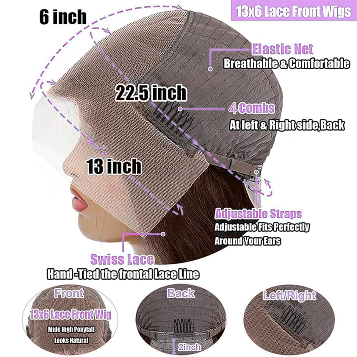 13x6 Chocolate Brown Lace Front Wig Human Hair 200% Density Body Wave Wigs HD Transparent Front Wigs Human Hair Pre Plucked with Baby Hair Brown Colored Wigs for Women Human Hair Wigs 26 Inch