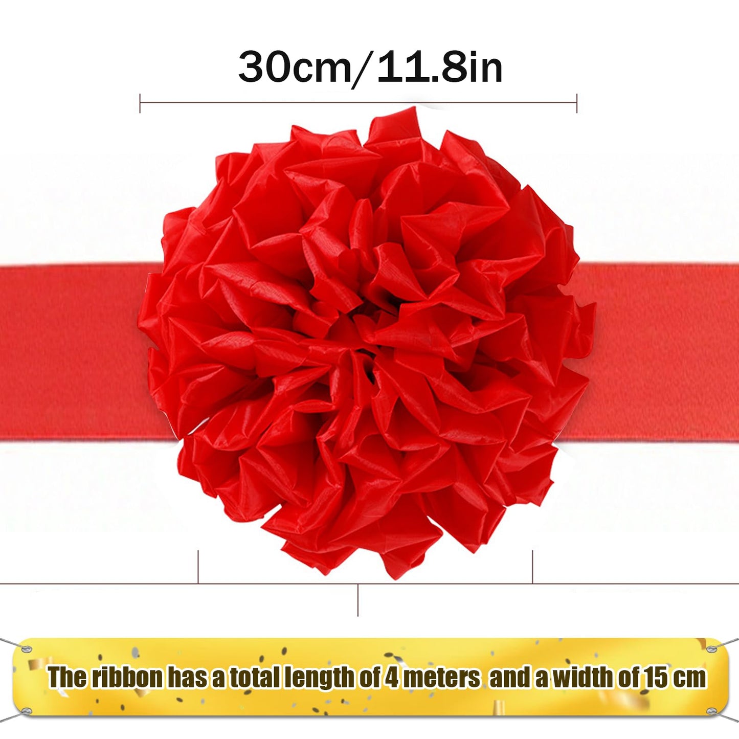 Grand Opening Ribbon-Cutting Ceremony Kit – Includes Gold Scissors, Flower Ball, Red Ribbon & White Gloves,Suitable for all ribbon-cutting and inauguration ceremonies (Mirror Polished Handle)