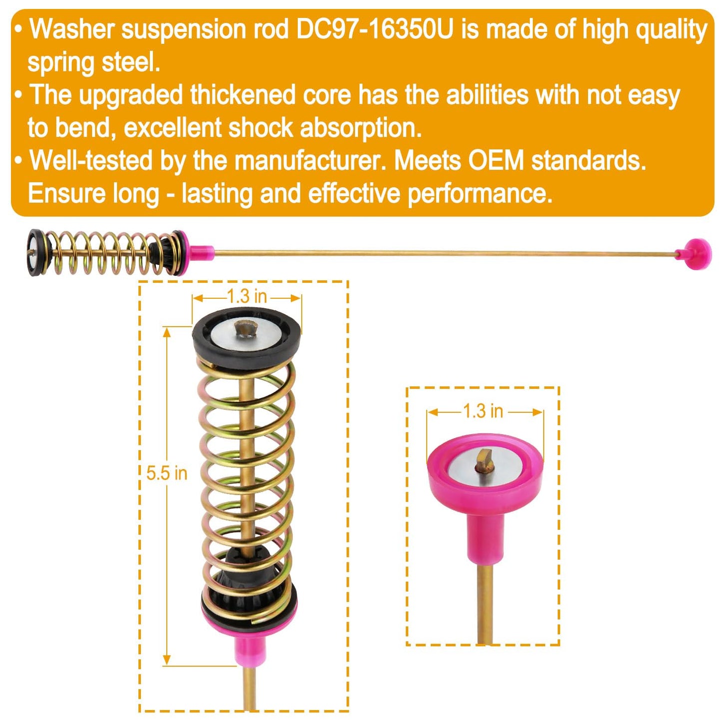 DC68-03172C DC68-03172B-03 DC68-03172D-00 Suspension Rods Compatible with Samsung Washer WA50R5200AW, WA50R5400AV, WA50R5400AW, Length: 26.4in