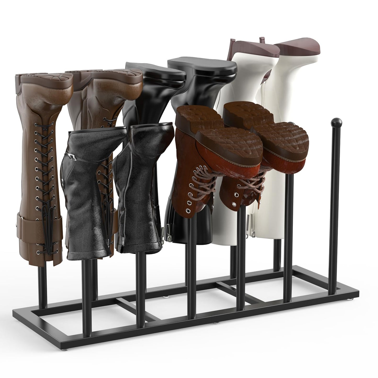 HzTinT Boot Rack, 19.5 Inches Boot Rack Organizer for Tall Boots, Stainless Steel Boot Storage Holder, Free Standing Boot Racks for 6 Pairs Entryway, Closet, Black