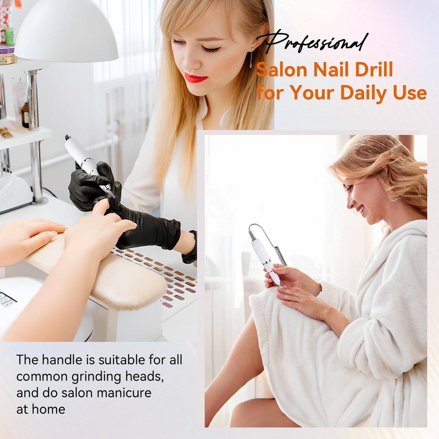 MAKARTT 30000RPM Electric Handpiece for Up200 Nail Drill Machine Professional E File 3 Pins White