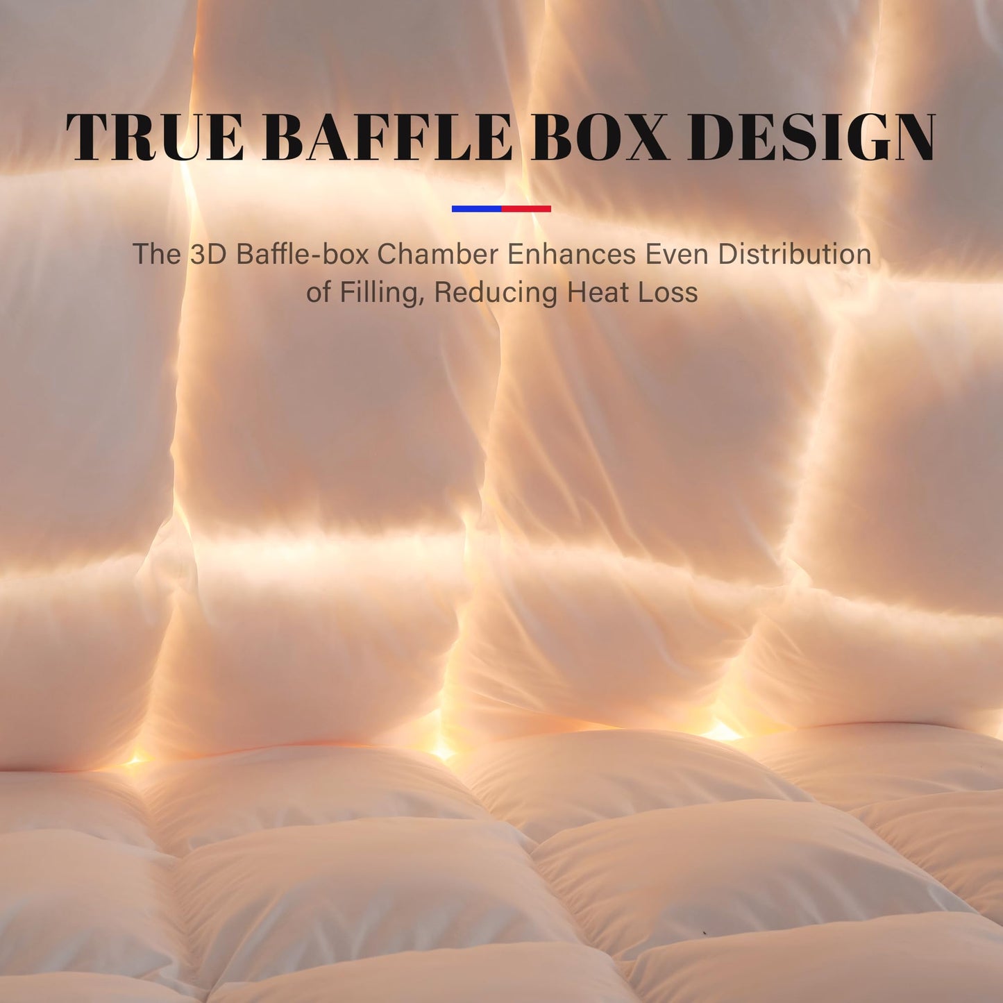 DOWNSTORIA Feather Down Comforter Queen Size Duvet Insert, Light Weight True Baffle-Box Noiseless Bedding Comforters, Soft Hotel Collection Bed Comforter, Medium Warmth - White, 90 X 90 in.