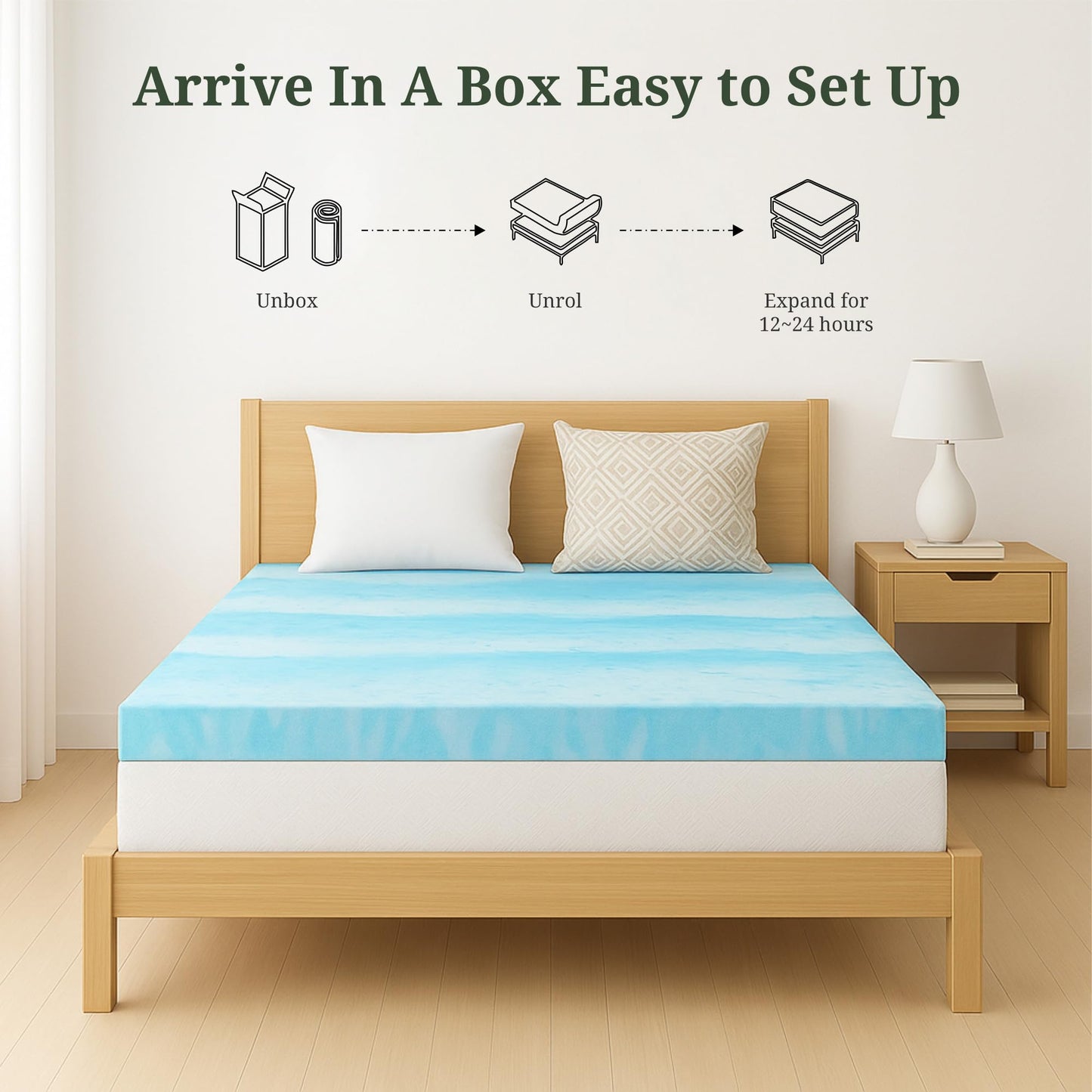 Memory Foam Mattress Topper Twin - 4 Inch Gel Infused Bed Toppers, Pressure Relief Mattress Pad for Dorm Room, CertiPUR-US Certified