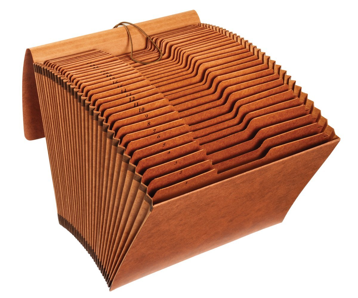 Globe Weis Globe-Weis/Pendaflex Heavy Duty 31-Pocket Expanding File with Flap, 1-31 Index, Letter Size, Brown, (R117DLHD)
