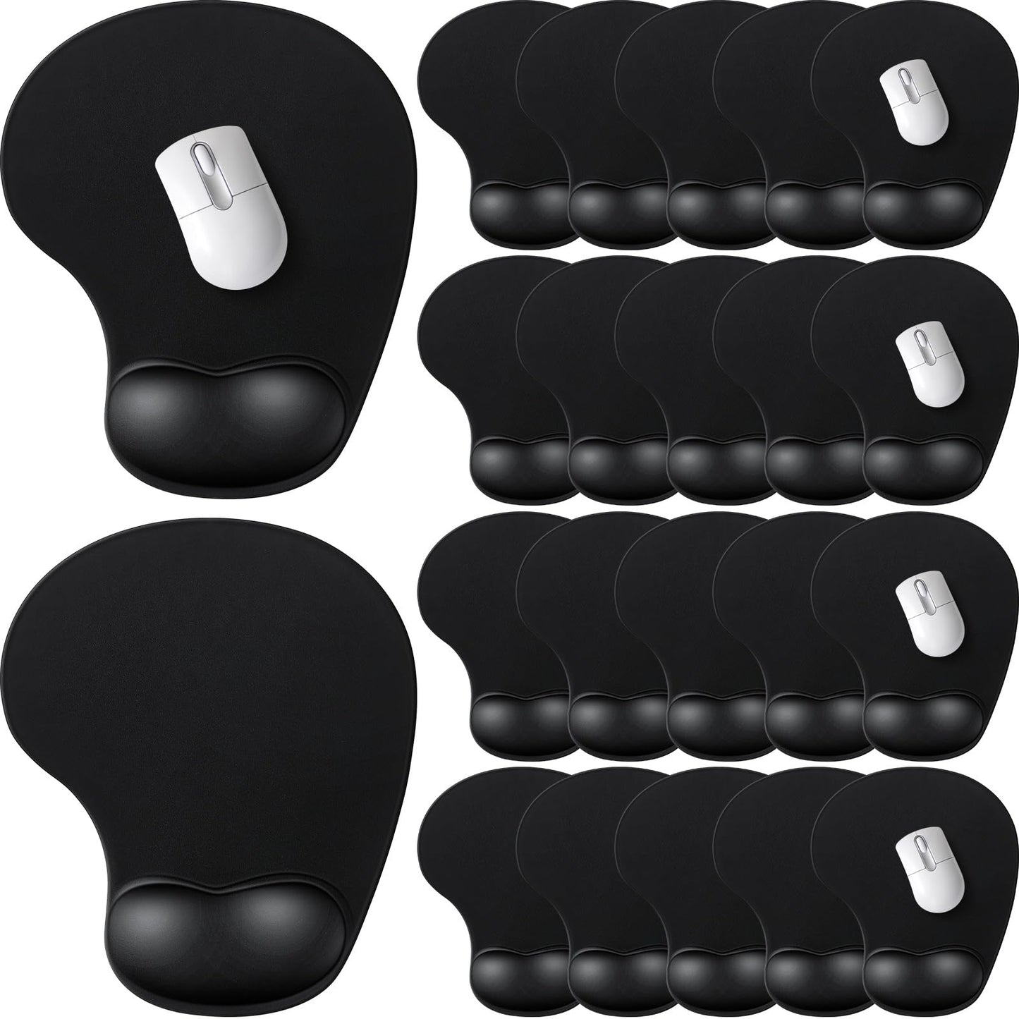 24 Pcs Ergonomic Mouse Pad with Wrist Support Office Mousepad Gaming Black Mouse Mat Wrist Pad Desk Accessories Workspace Organizers Non Slip Silicone Base for Home Office Computer Laptop Travel