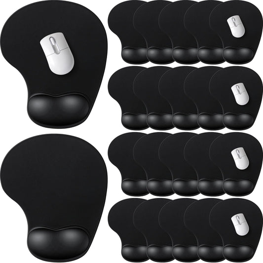 24 Pcs Ergonomic Mouse Pad with Wrist Support Office Mousepad Gaming Black Mouse Mat Wrist Pad Desk Accessories Workspace Organizers Non Slip Silicone Base for Home Office Computer Laptop Travel