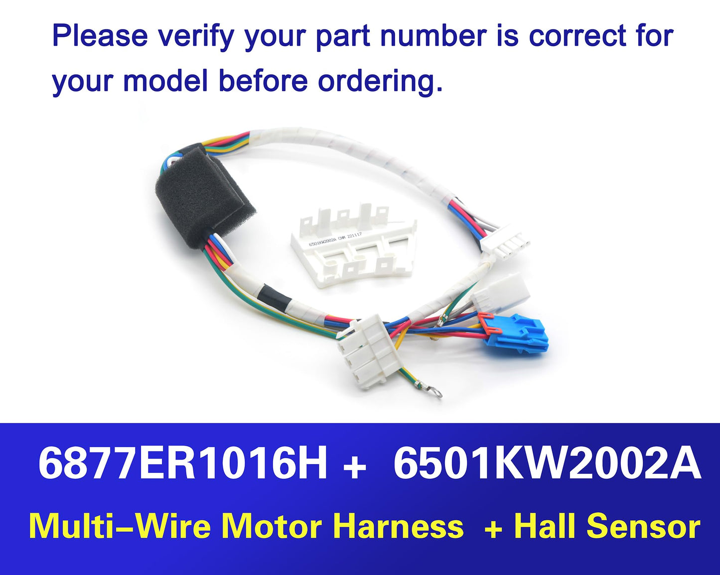 XCZZ 6877ER1016H 6501KW2002A for LG Washer Motor Wire Harness and Hall Sensor Replaces 1395759 AH3530239 EA3530239 PS3530239