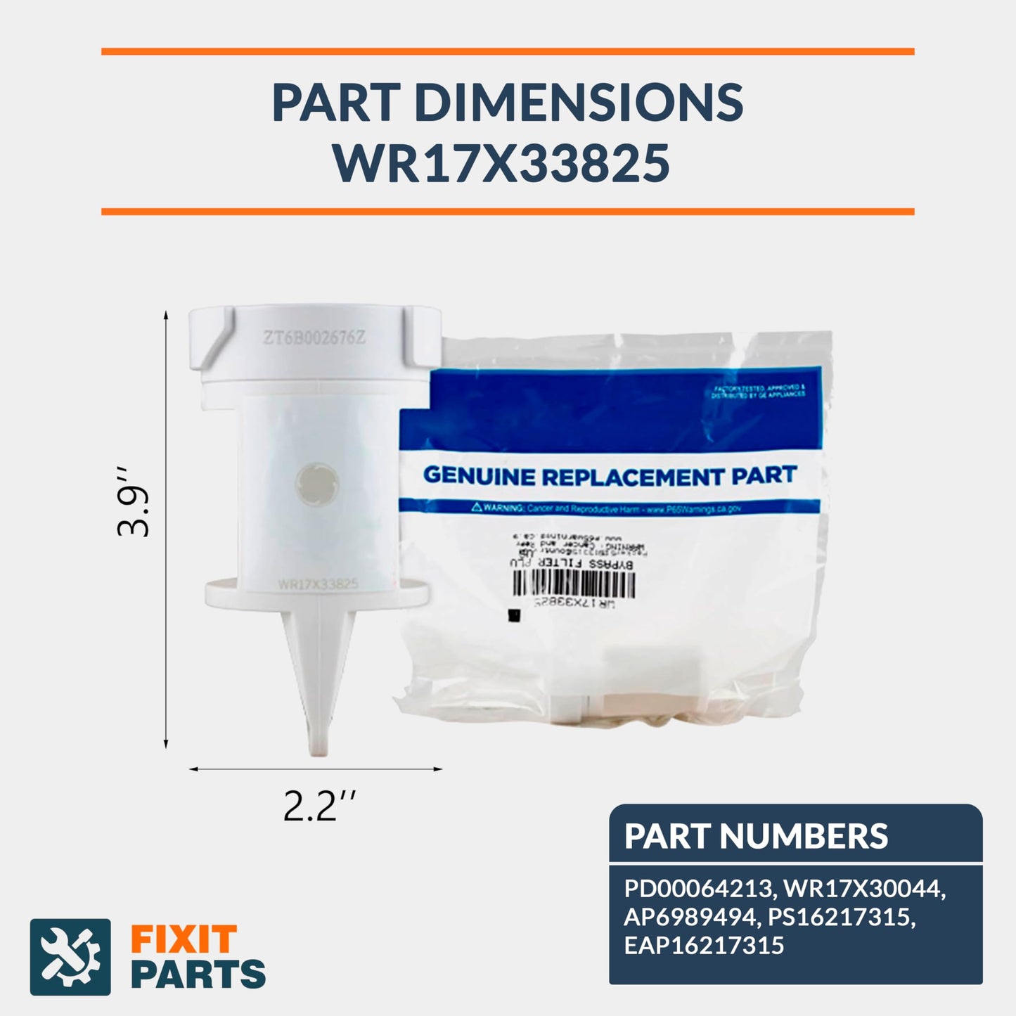 WR17X33825 Refrigerator Water Filter Bypass Plug with Chip - Compatible With GE Refrigerators - OEM Replacement WR17X30044