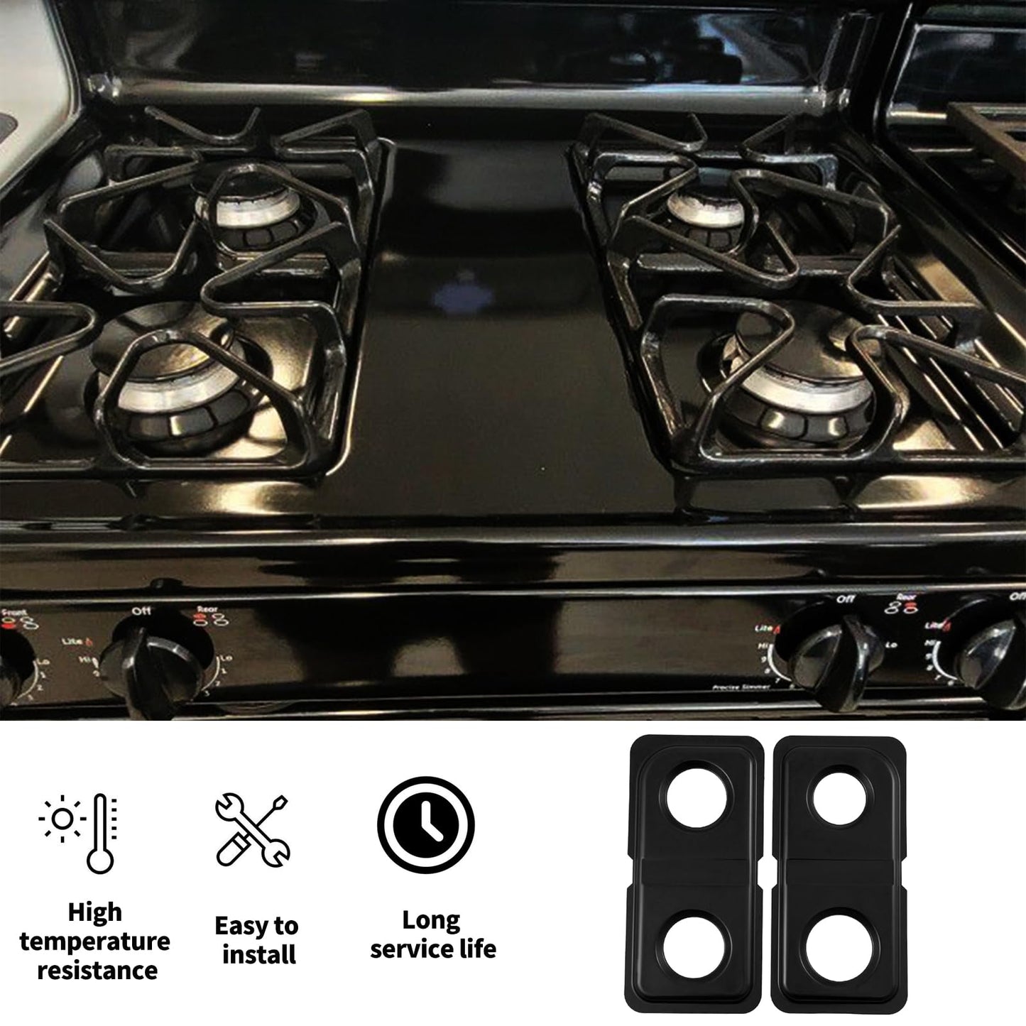 WB34K10009 Right WB34K10010 Left Burner Drip Pans Replacement for GE Hotpoint Gas Stove Range Parts 16.6" x 8" Stainless Steel Double Drip Pans GE Hotpoint Gas Stove Range Catch Pan Drip Bowls 2 Pcs
