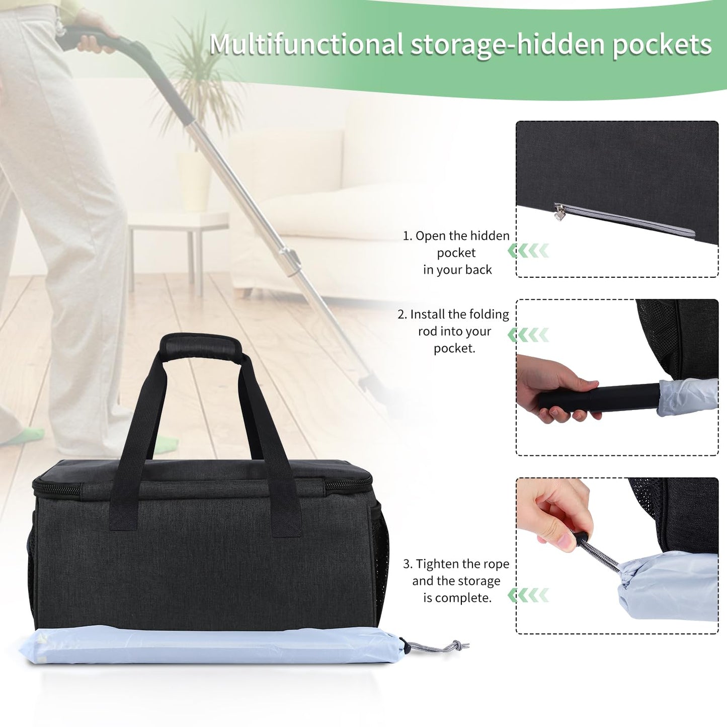 TEFGTER Steam Cleaner Storage Bag Compatible with Dupray Neat Steam Cleaner,Carrying Case with Pockets,Portable Steam Cleaner Organizer Bag with Large Space(Case Only)(Black)