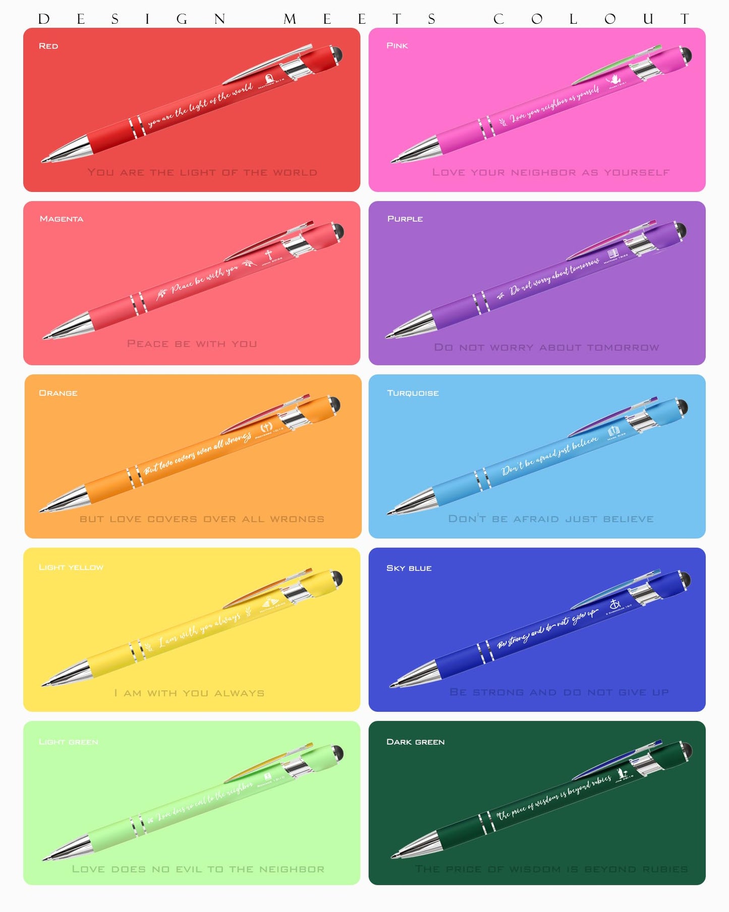 Ctsotmybs Christian Ballpoint Pens with stylus tips, Inspirational Bible Verse Pens Bulk Christian Gifts for Women & Men Office Pens 50-Pack